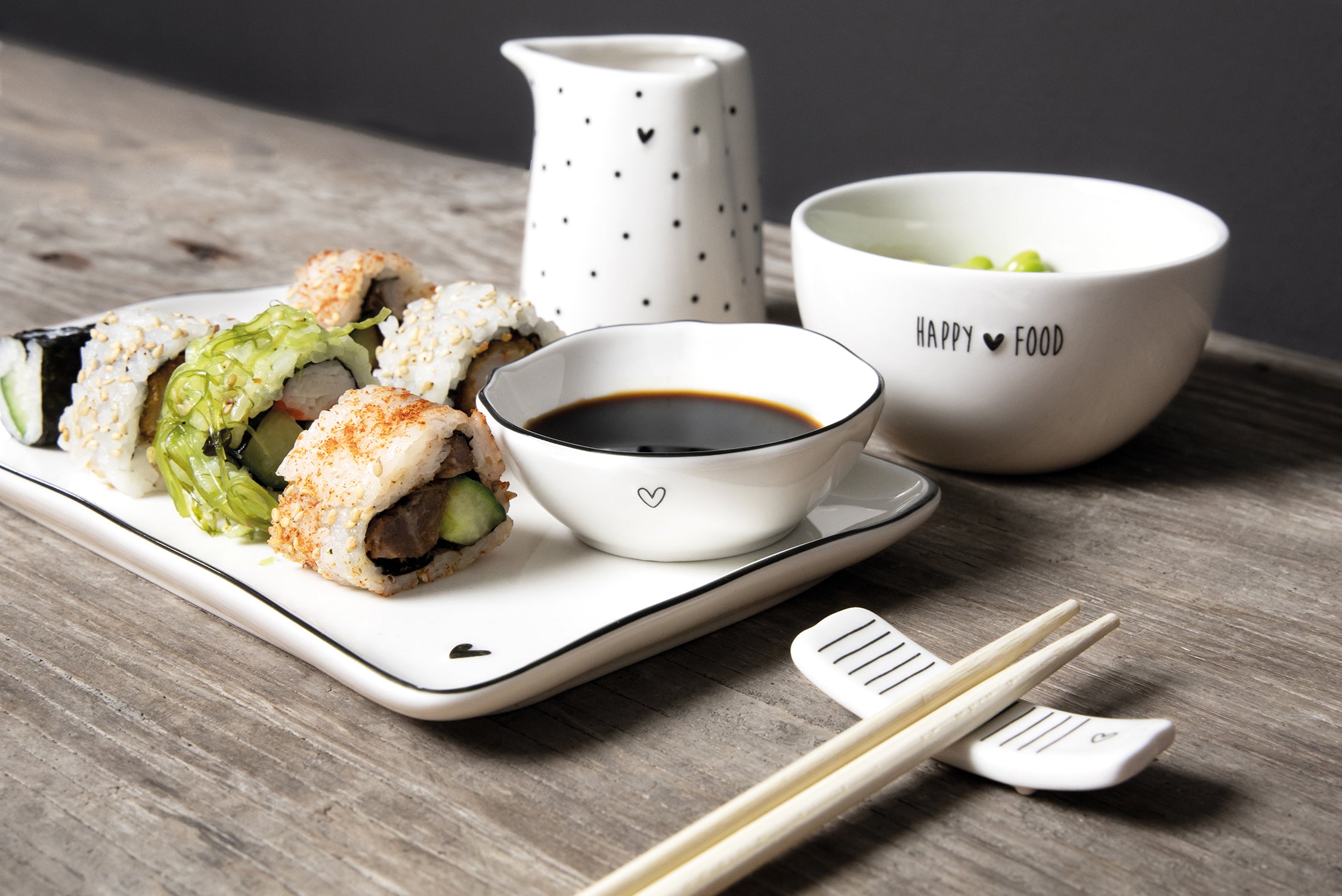 Sushi Teller "heart" schwarz - Bastion Collections