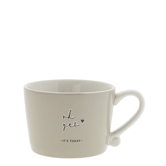 Cup "Oh Yes – It's Today" small beige - Bastion Collections