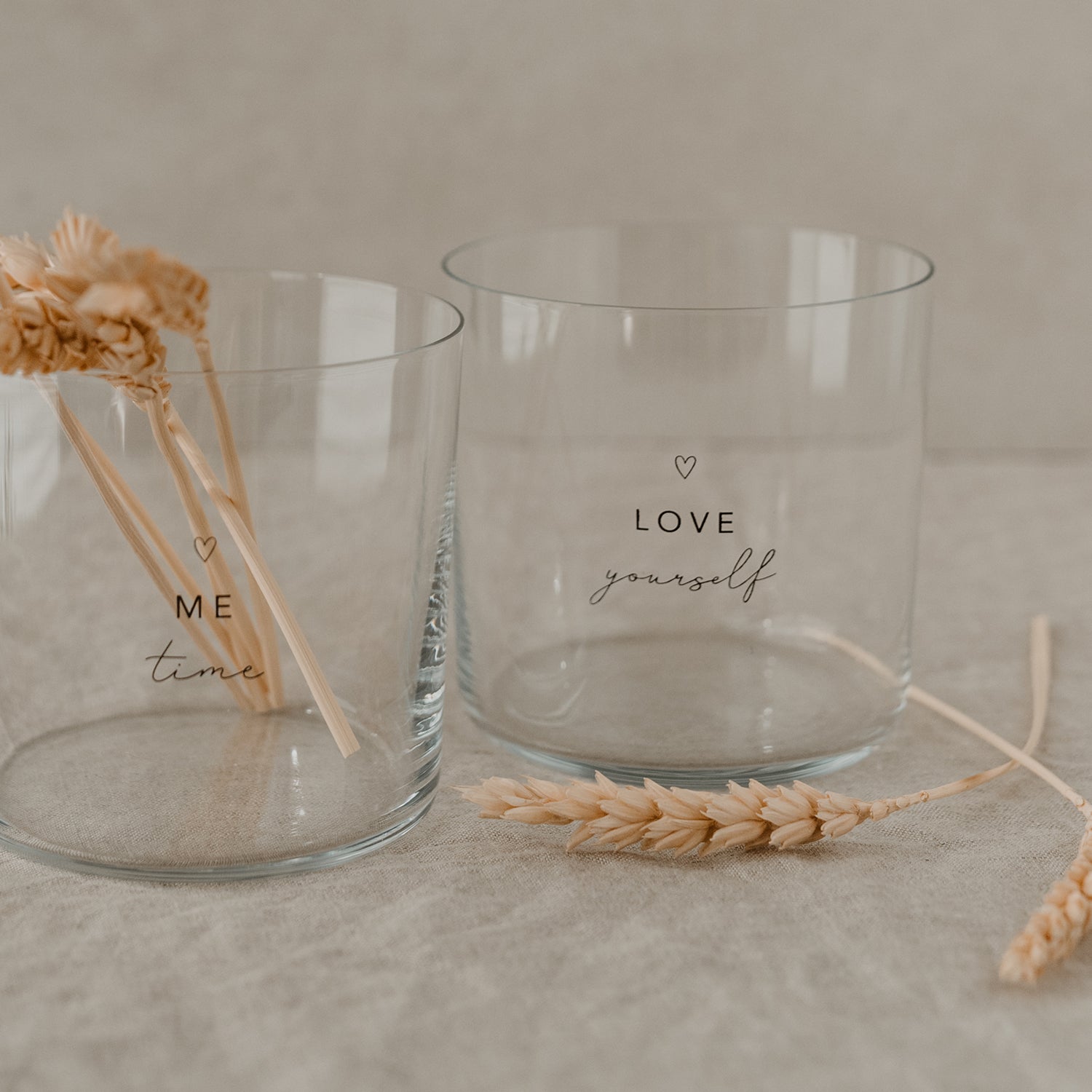 Trinkglas "selflove" 2er Set schwarz - Eulenschnitt