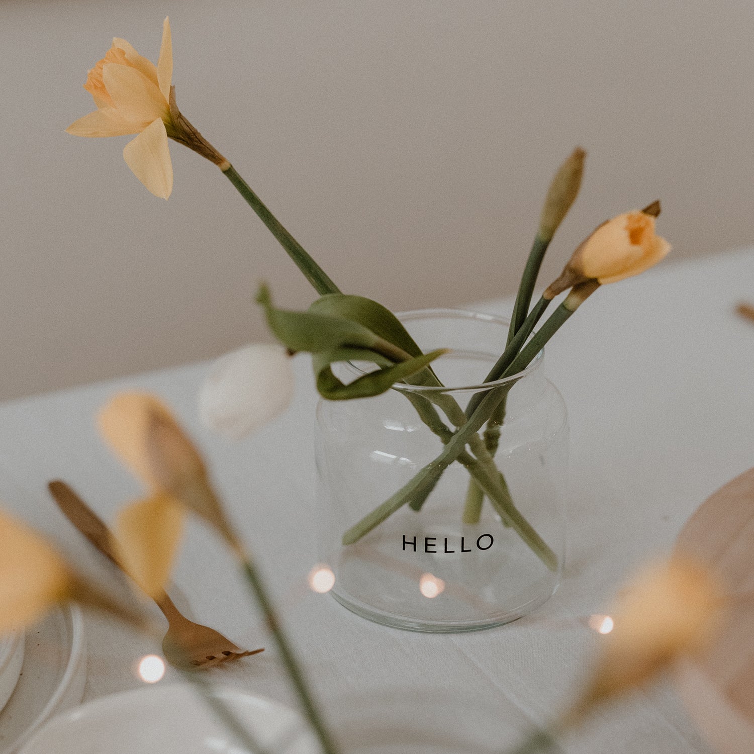 Vase en verre "Hello" moyen noir - Eulenschnitt