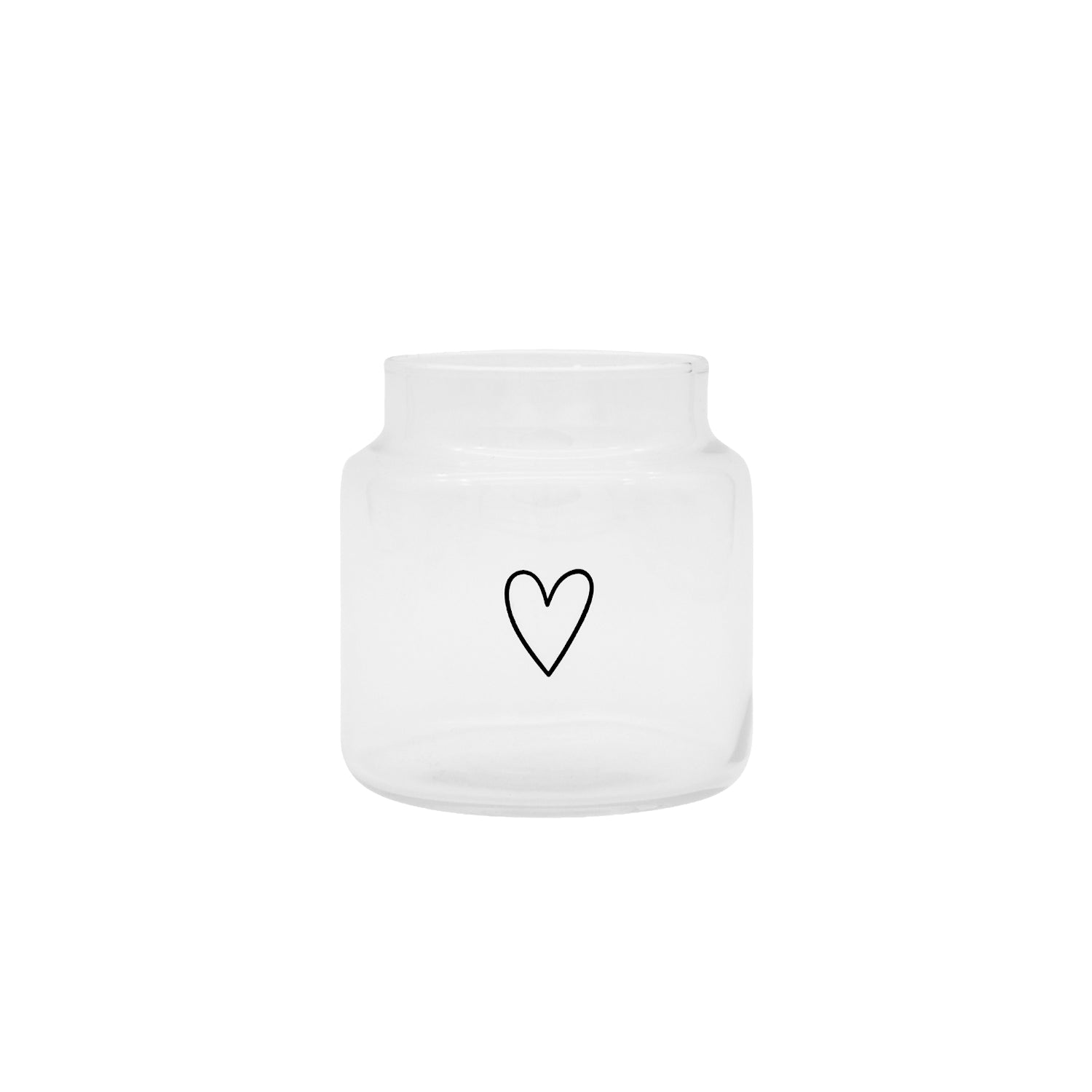 Vase aus Glas Herz mittel schwarz - Eulenschnitt