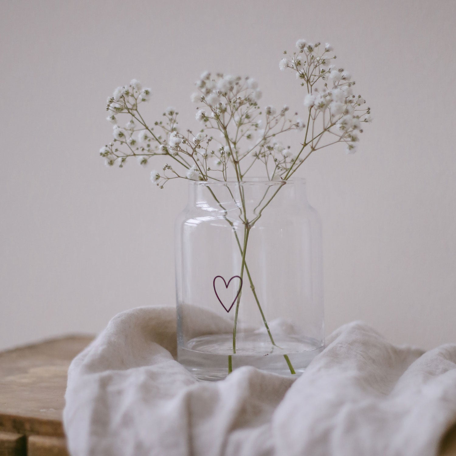 Vase aus Glas Herz gross schwarz - Eulenschnitt