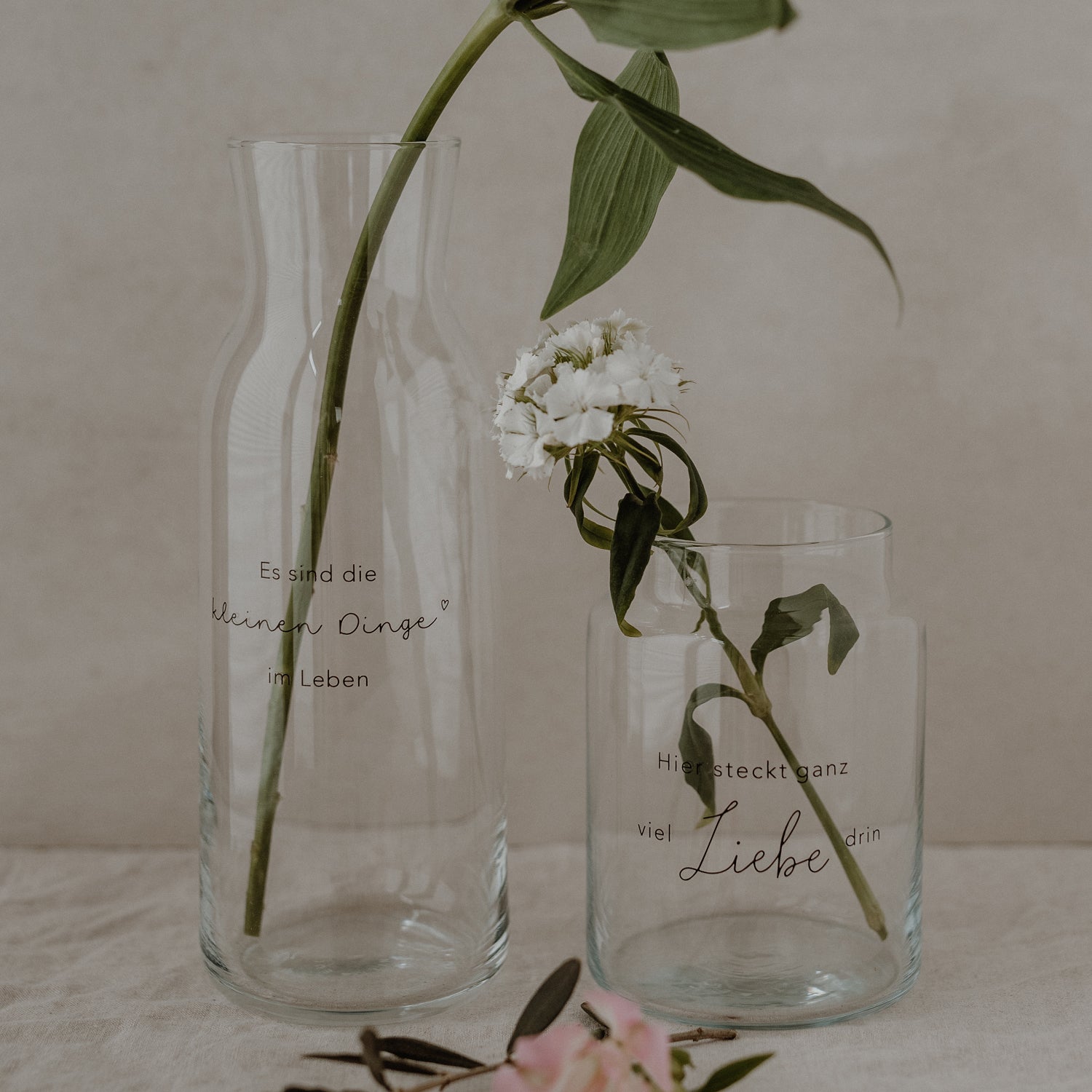Vase aus Glas "Liebe" gross schwarz - Eulenschnitt