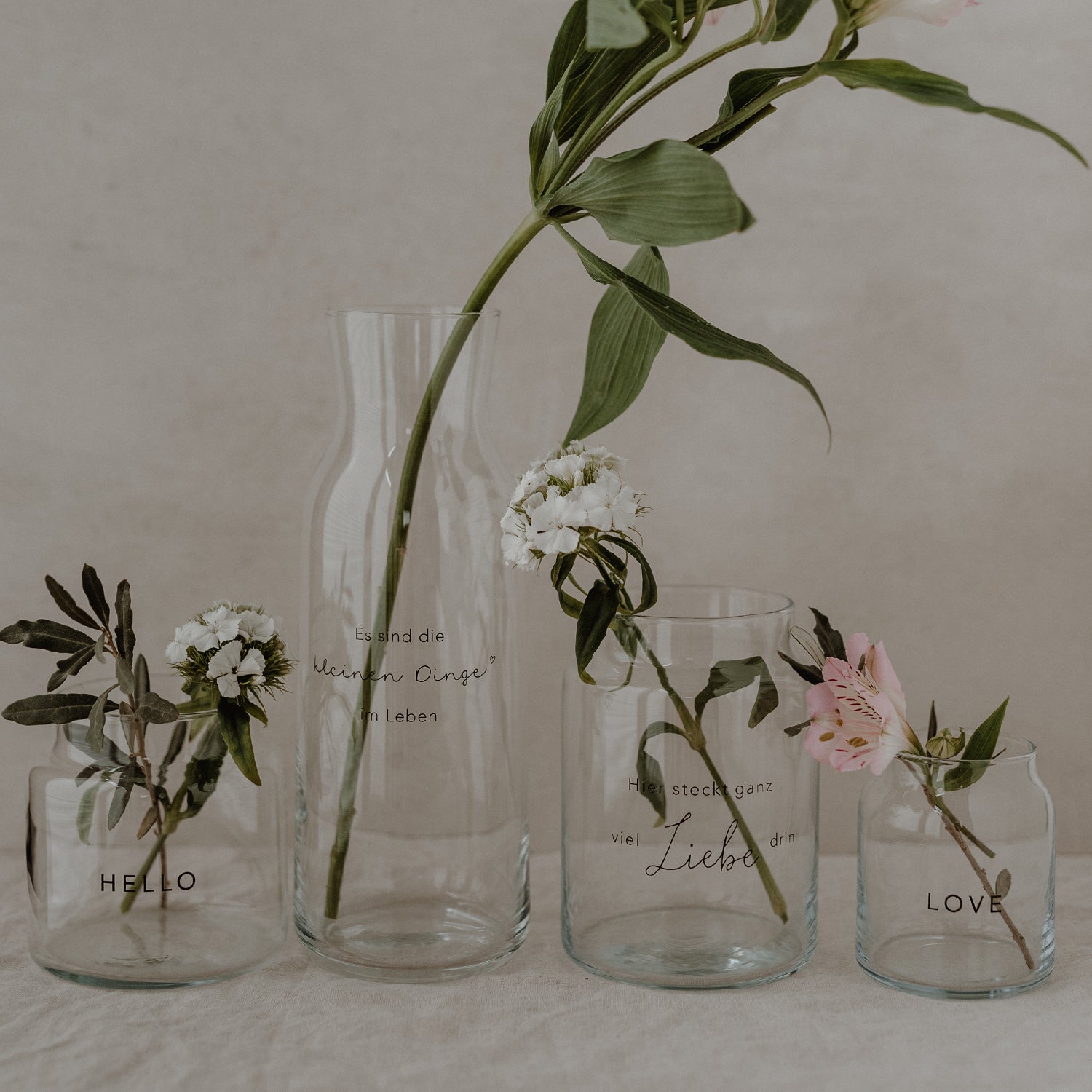 Vase aus Glas "Liebe" gross schwarz - Eulenschnitt