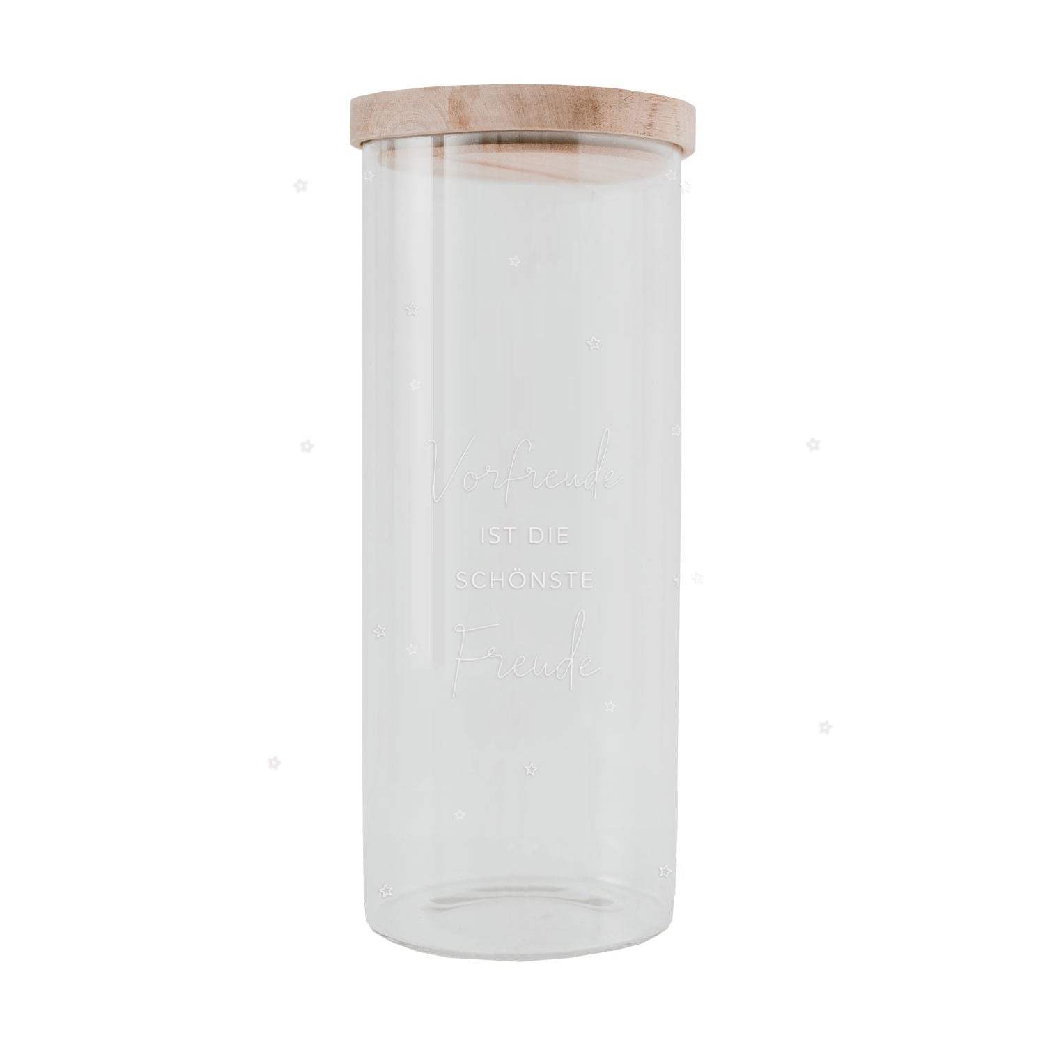 Vorratsglas "Vorfreude ist die schönste Freude" weiss 25cm - Eulenschnitt