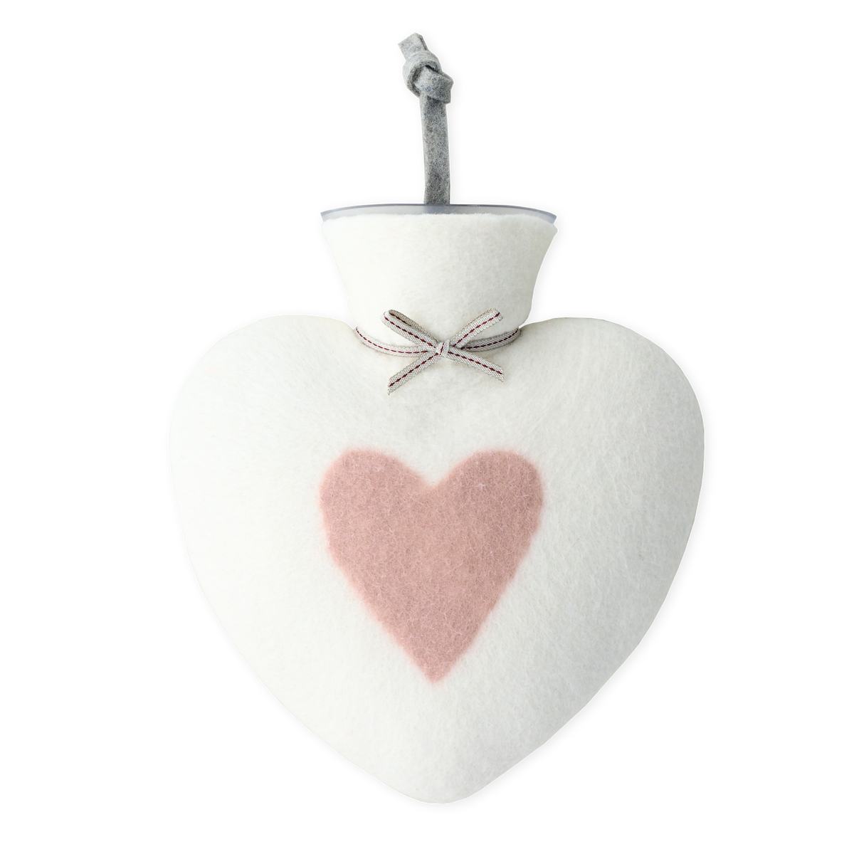 Heart hot water bottle 700ml white/dusty rose - dorothee lehnen
