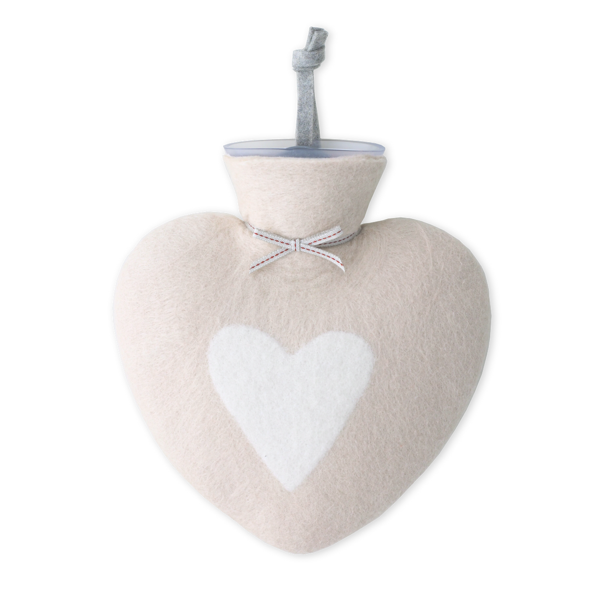Heart hot water bottle 700ml sand/white - dorothee lehnen