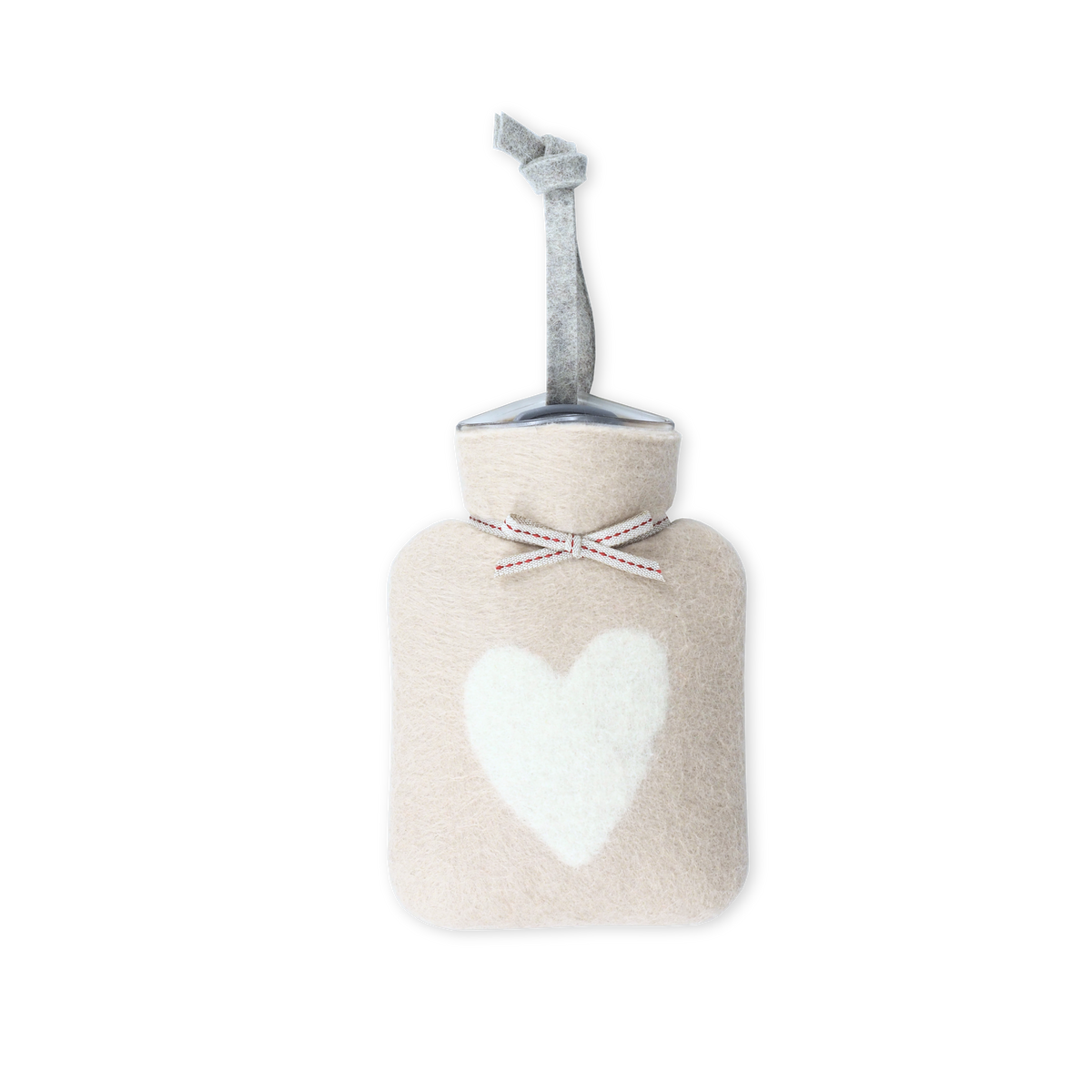 Mini heart hot water bottle 200ml sand/white - dorothee lehnen