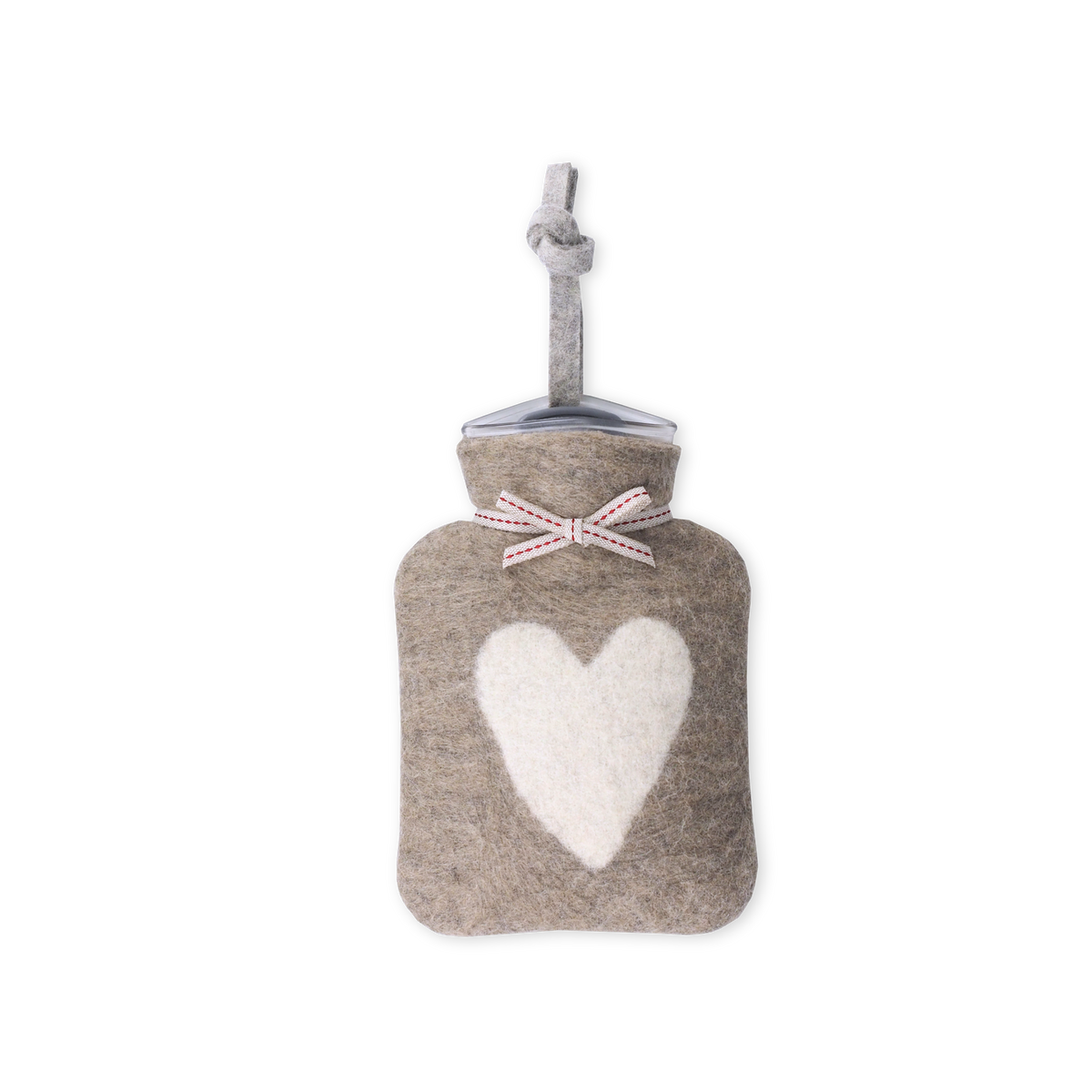Mini heart hot water bottle 200ml cashmere/white - dorothee lehnen