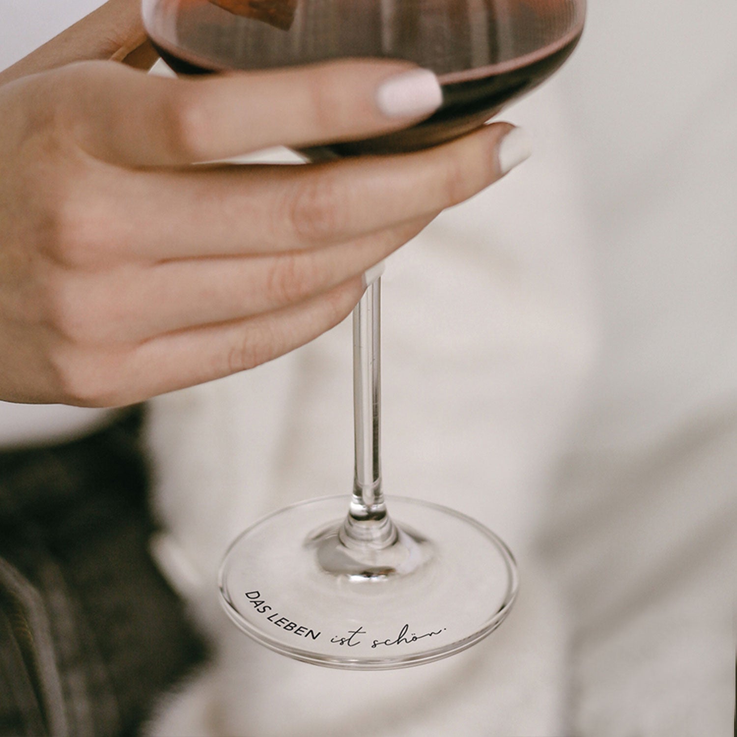 Bicchiere da vino "Das Leben ist schön" 490ml nero - Eulenschnitt