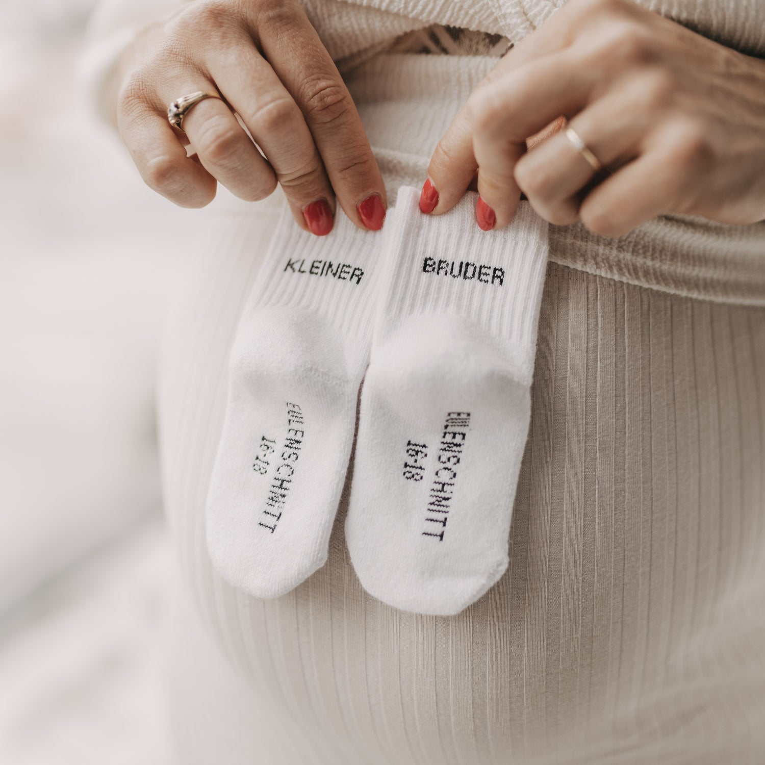Babysocken "kleiner Bruder" weiss 16–18 - Eulenschnitt