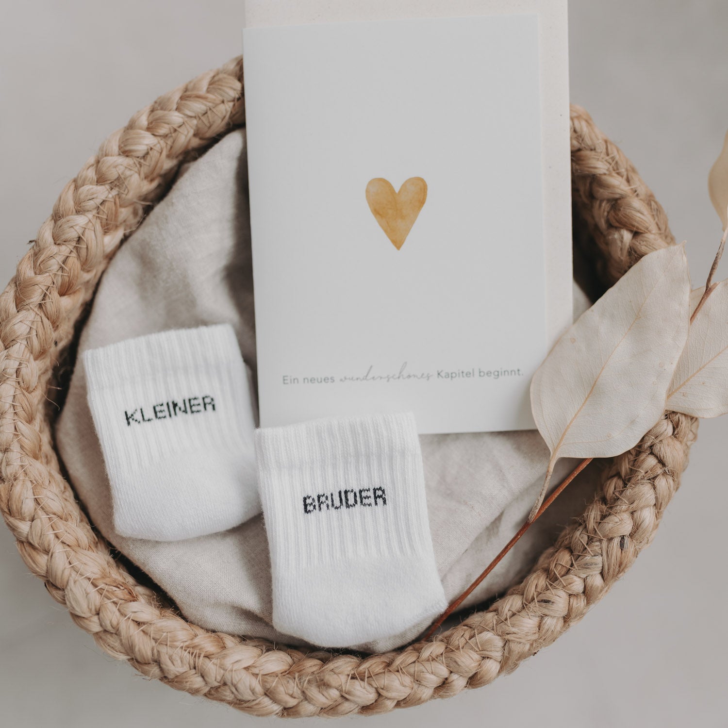 Babysocken "kleiner Bruder" weiss 16–18 - Eulenschnitt