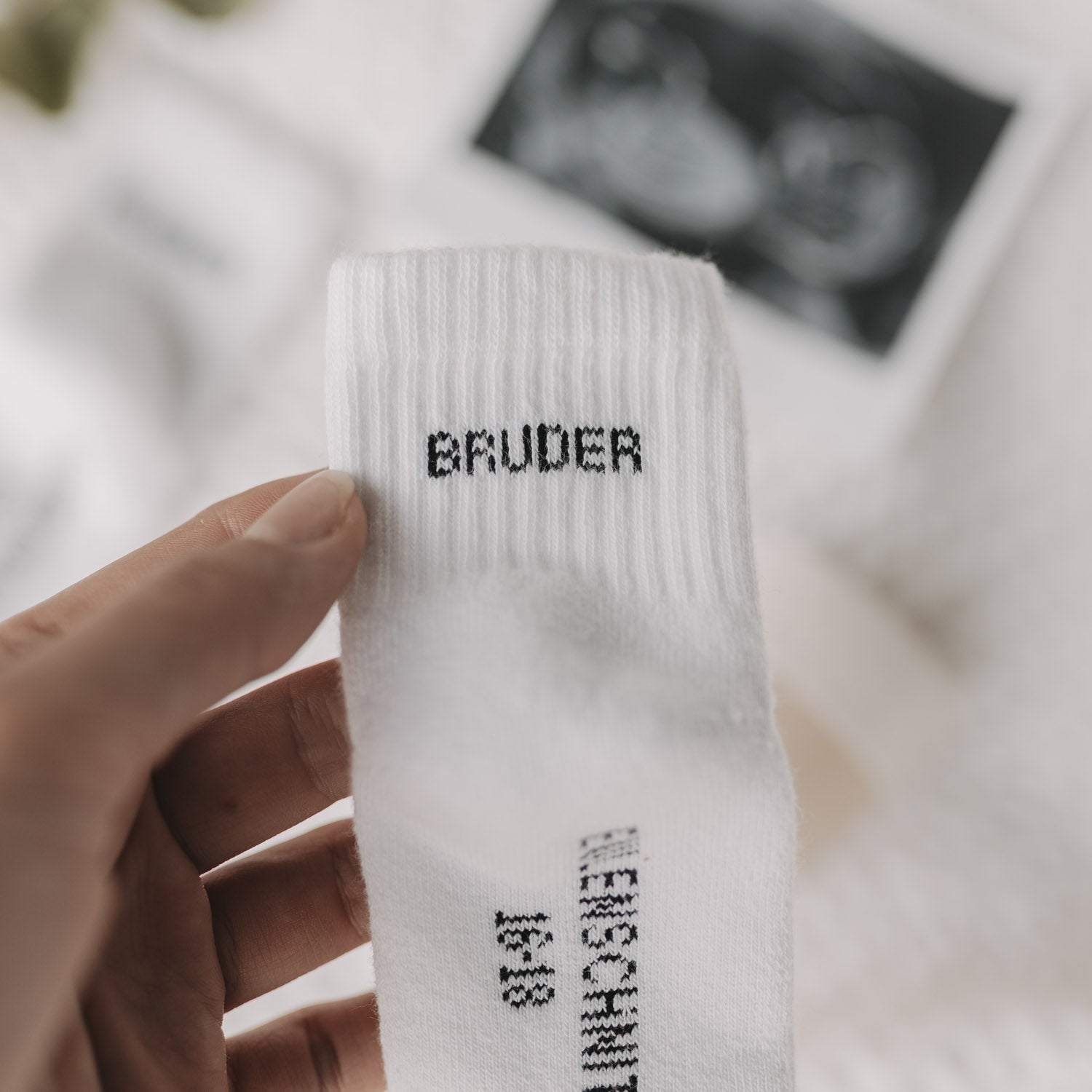 Babysocken "kleiner Bruder" weiss 16–18 - Eulenschnitt