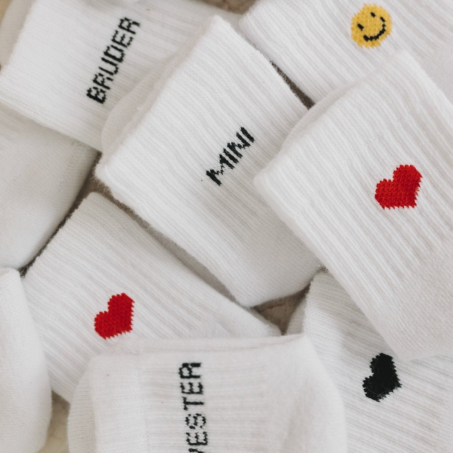 Babysocken "kleiner Bruder" weiss 16–18 - Eulenschnitt