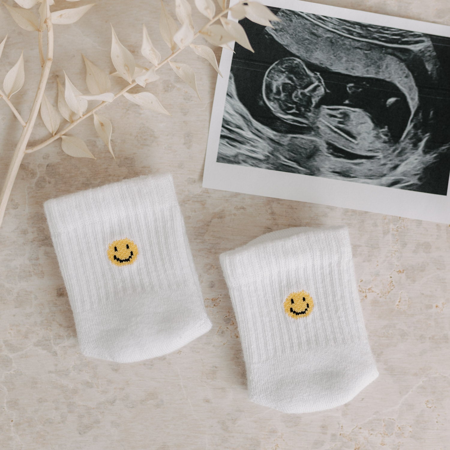 Babysocken Smiley weiss 16–18 - Eulenschnitt