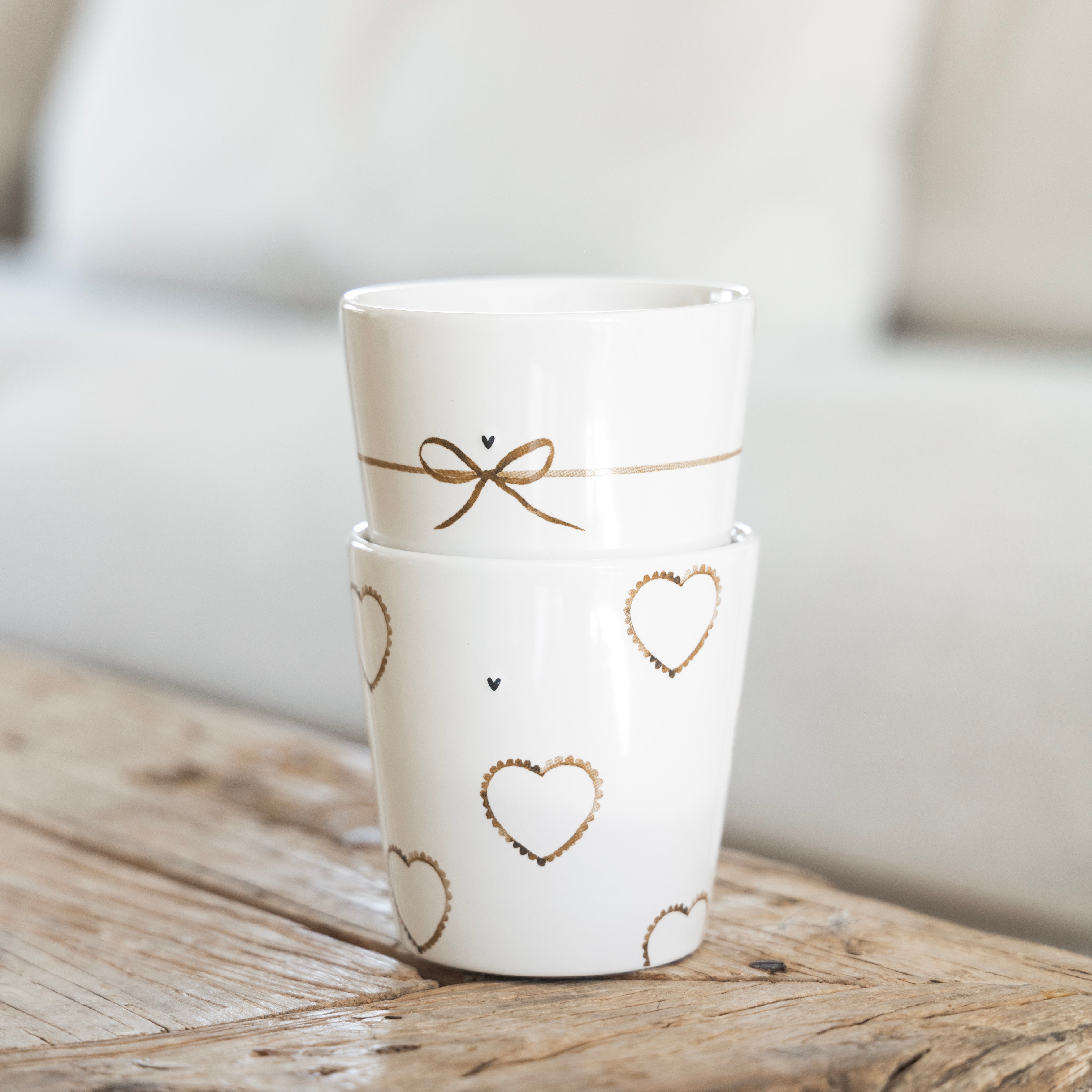 Becher "hearts" braun - Bastion Collections