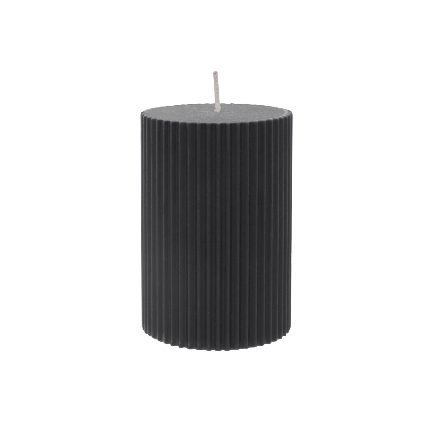 Blockkerze Rillen 10x7cm schwarz - Eulenschnitt