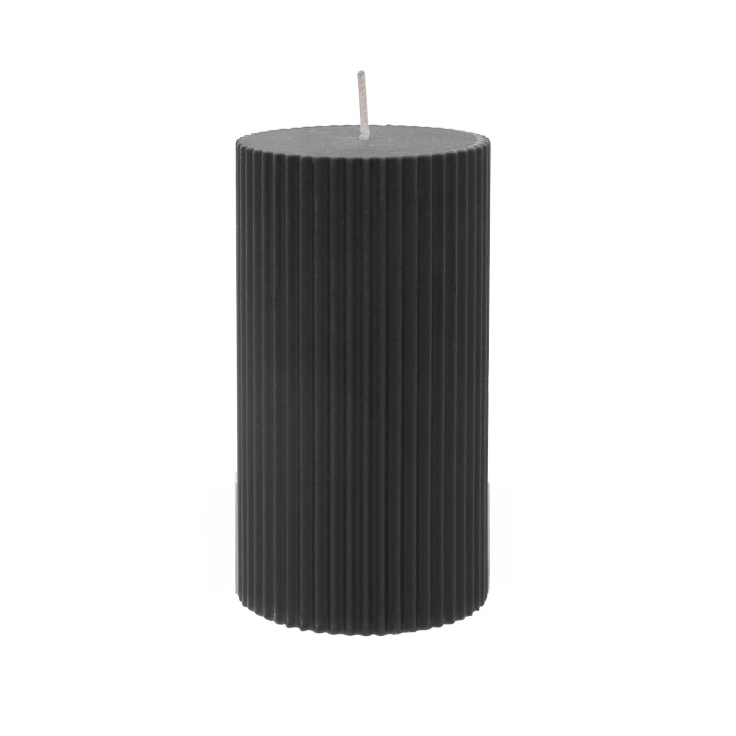 Blockkerze Rillen 15x7cm schwarz - Eulenschnitt