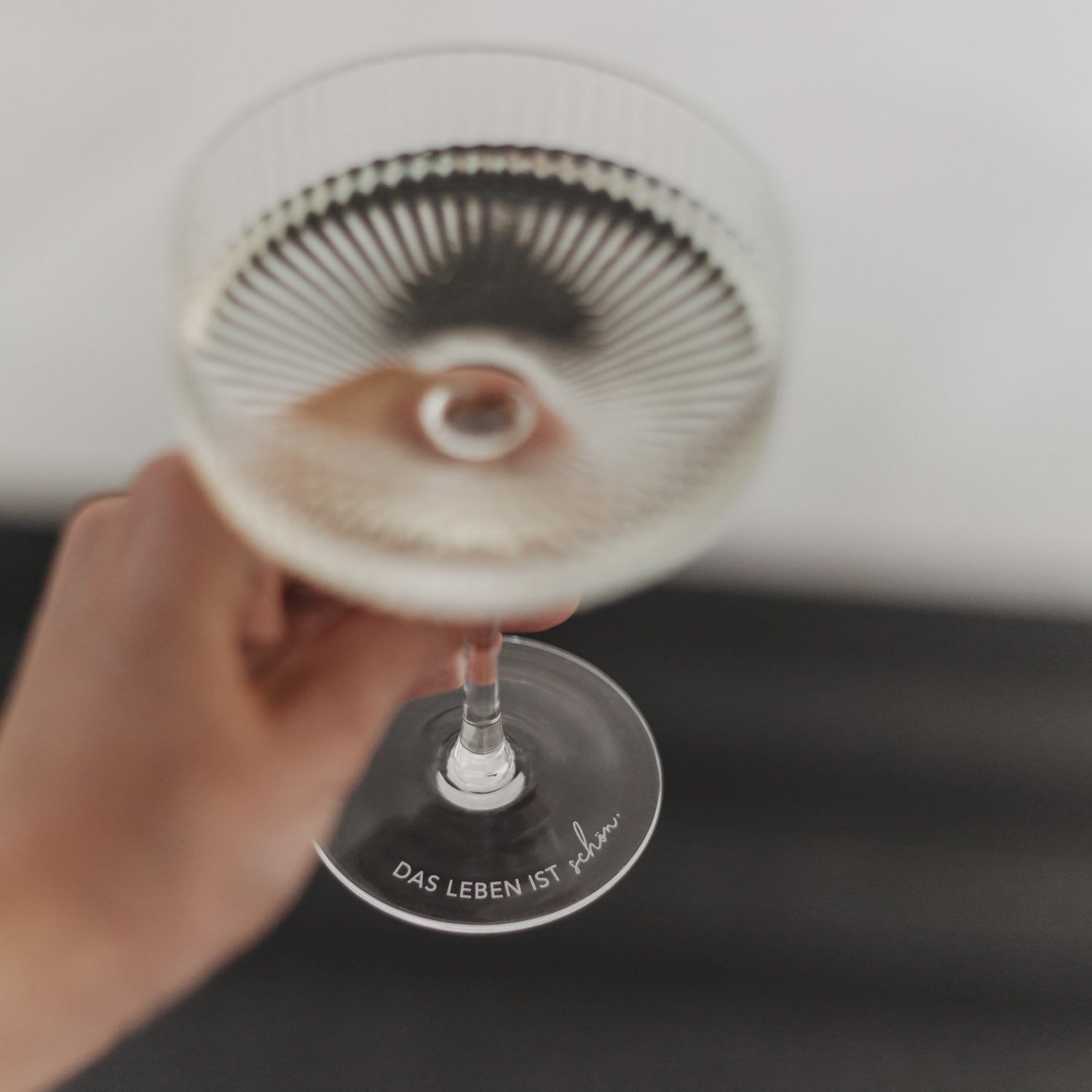 Bicchiere da champagne "Das Leben ist schön" bianco - Eulenschnitt
