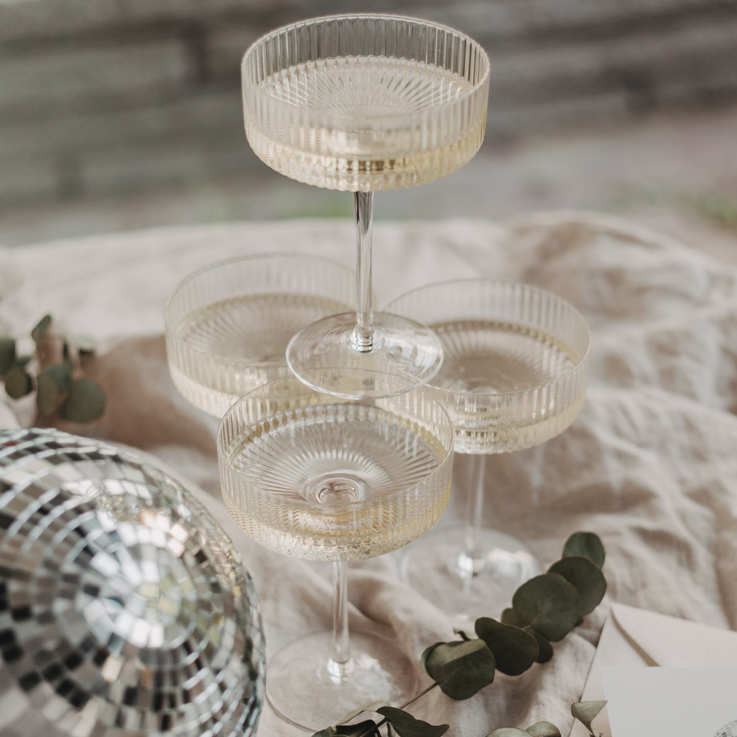 Bicchiere da champagne "Das Leben ist schön" bianco - Eulenschnitt