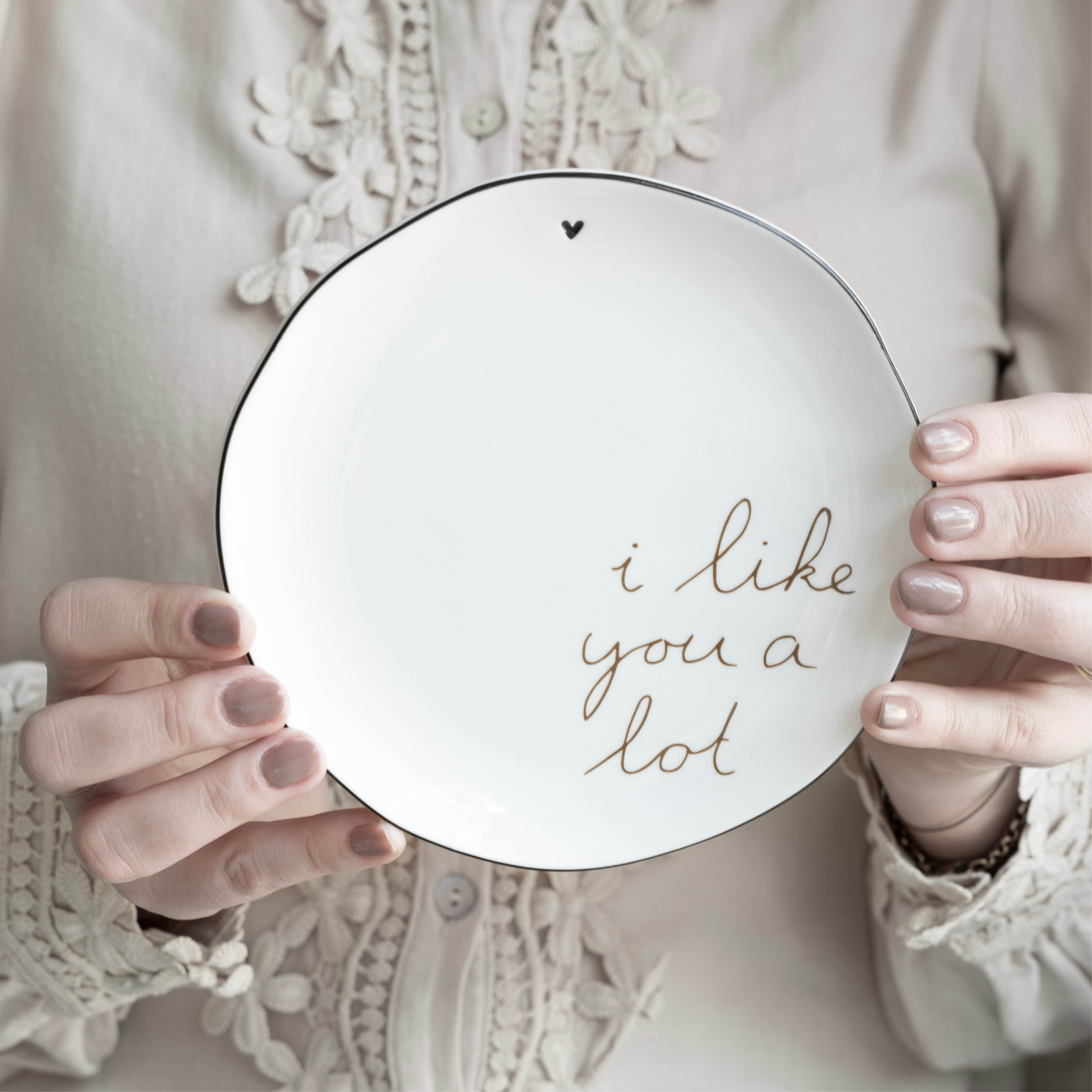 Dessertteller "I like you a lot" 16cm caramel - Bastion Collections