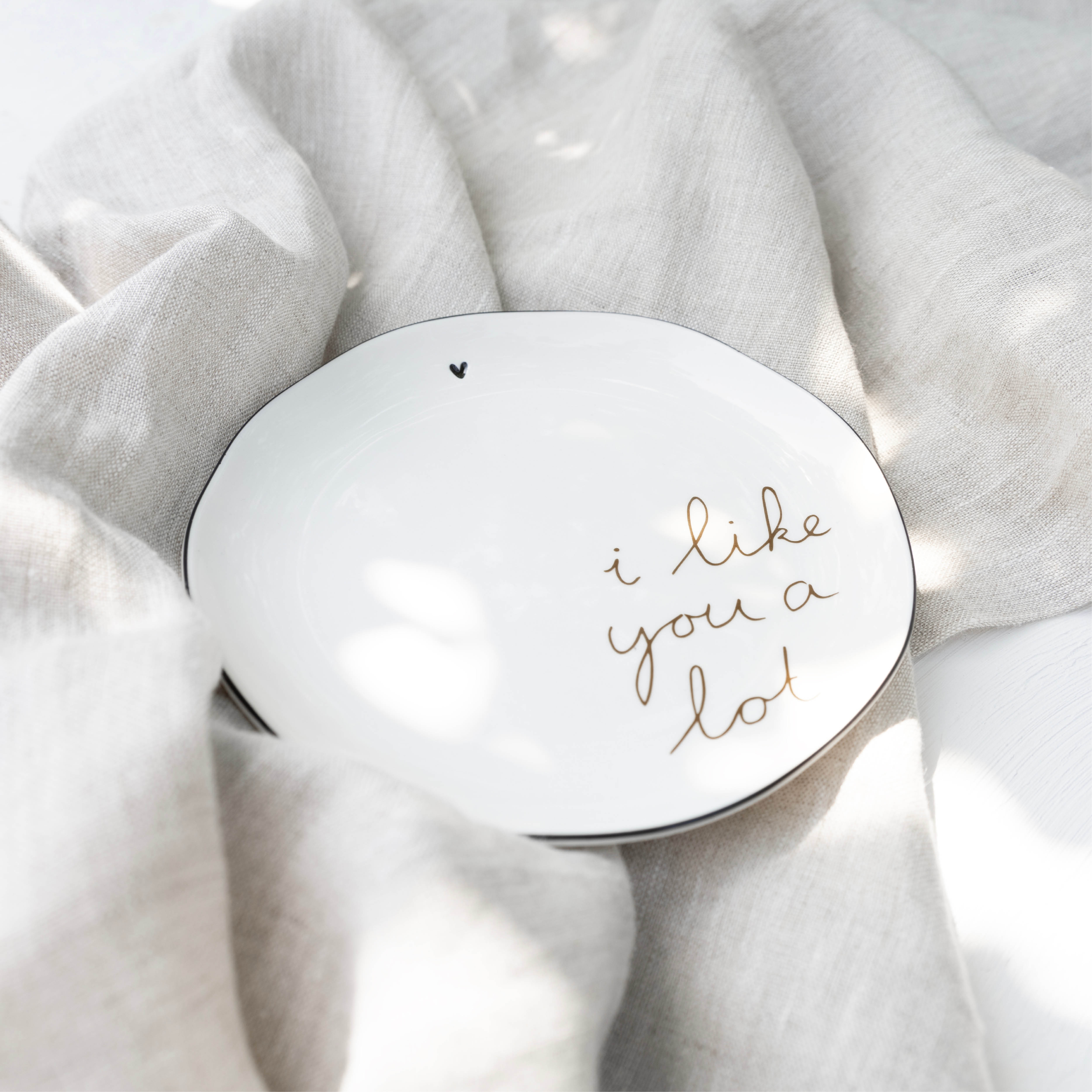 Dessertteller "I like you a lot" 16cm caramel - Bastion Collections