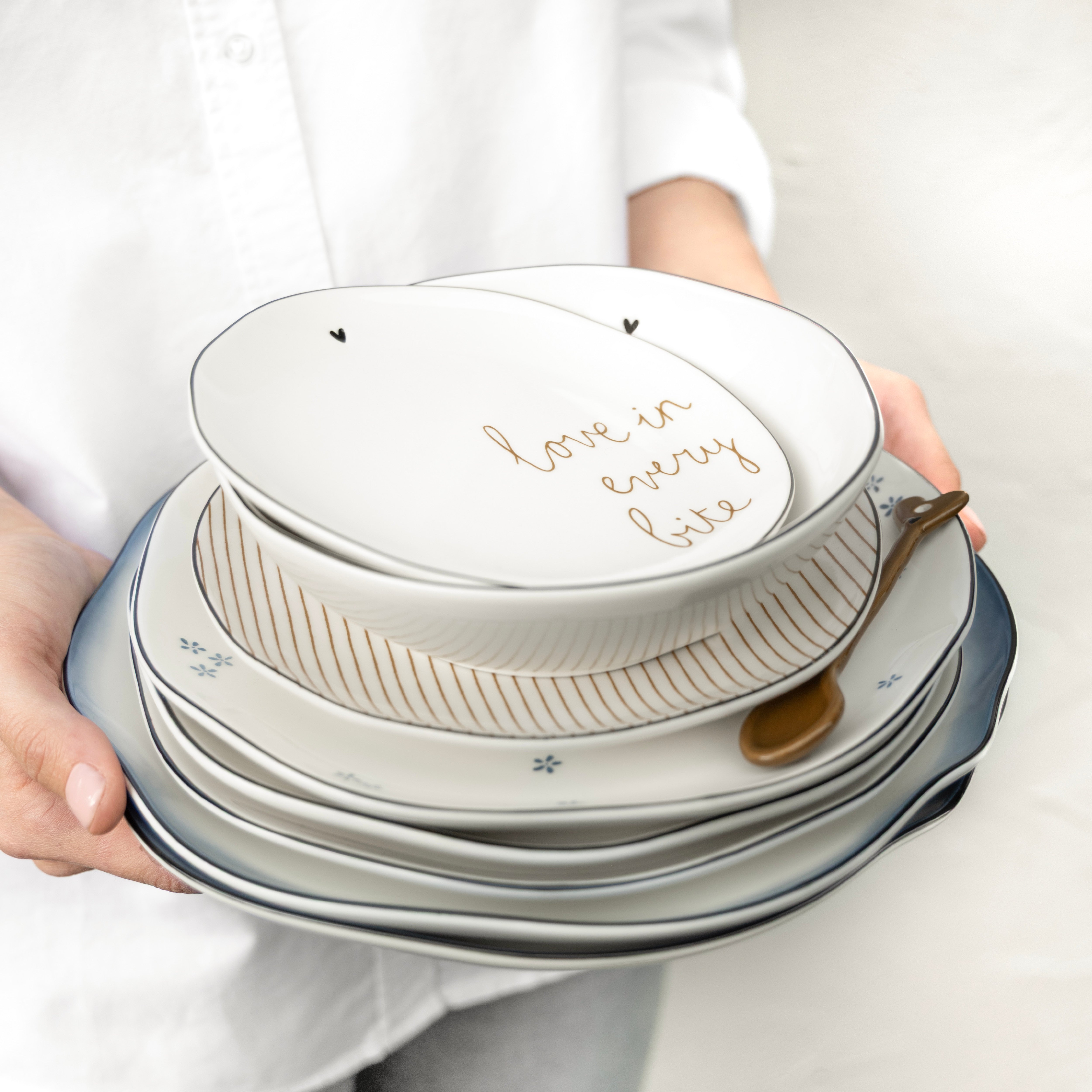 Dessertteller "love in every bite" 16cm braun - Bastion Collections