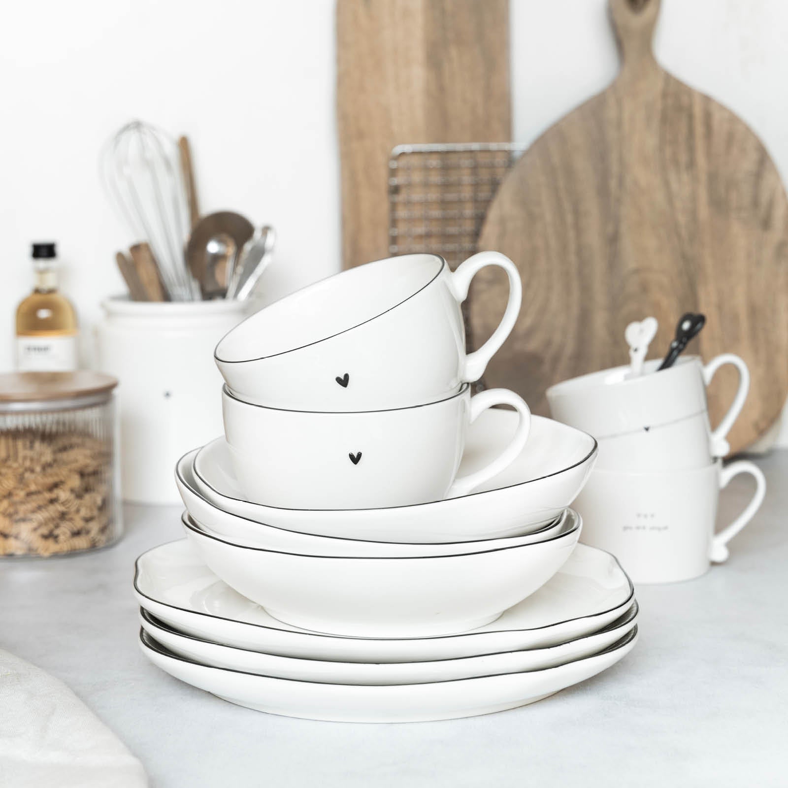 Dessertteller/Frühstücksteller "heart" 23cm schwarz - Bastion Collections