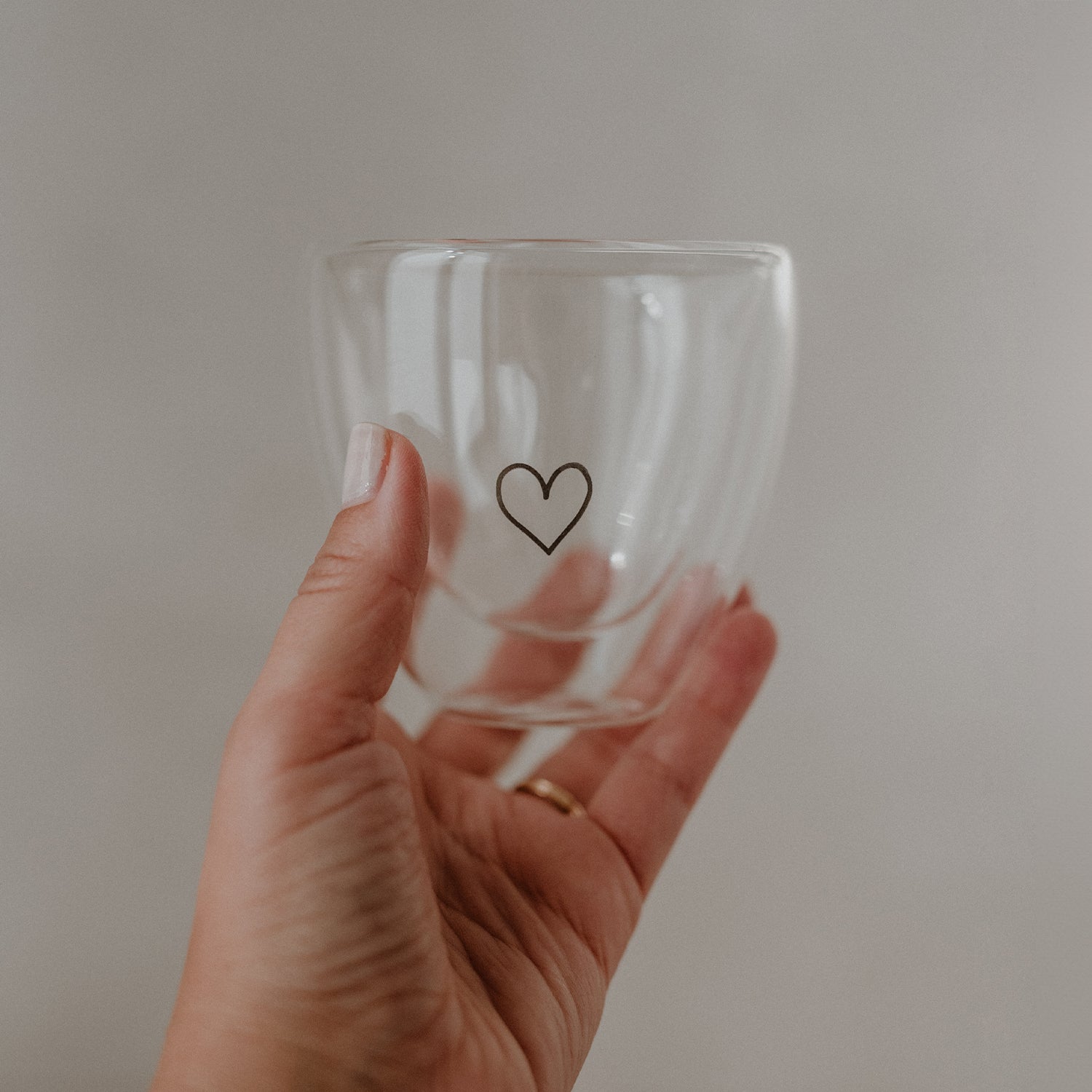 Doppelwandiges Herzglas Herz 150ml schwarz - Eulenschnitt