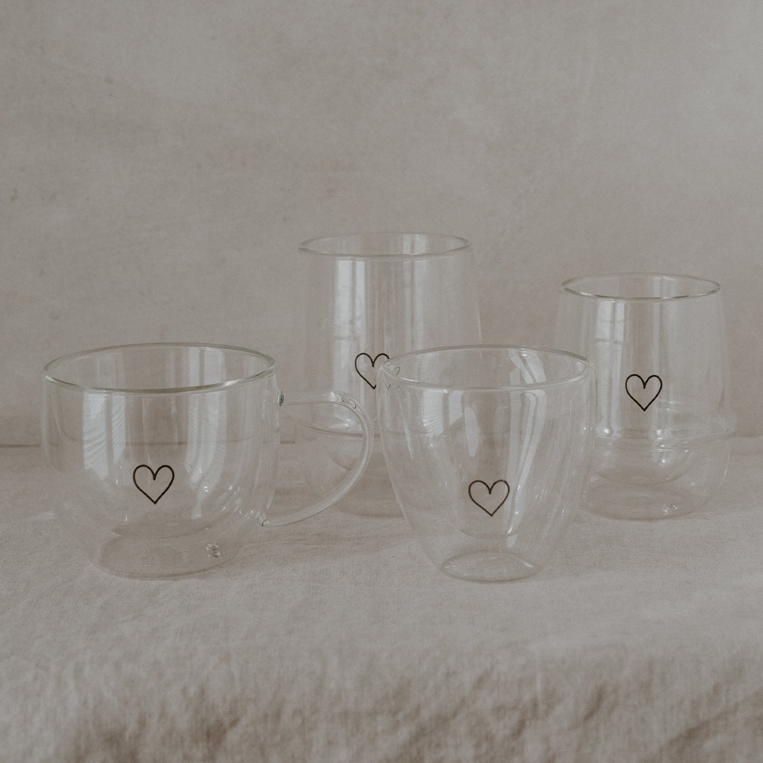 Doppelwandiges Herzglas Herz 150ml schwarz - Eulenschnitt
