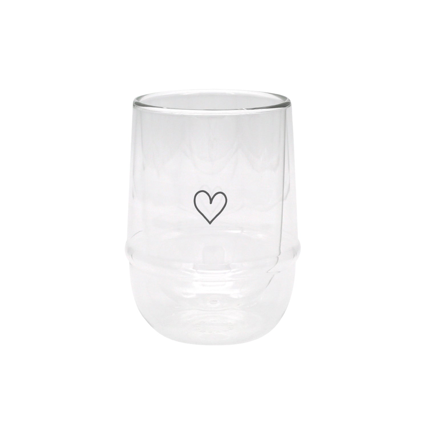 Doppelwandiges Latte Macchiato Glas Herz 340ml schwarz - Eulenschnitt