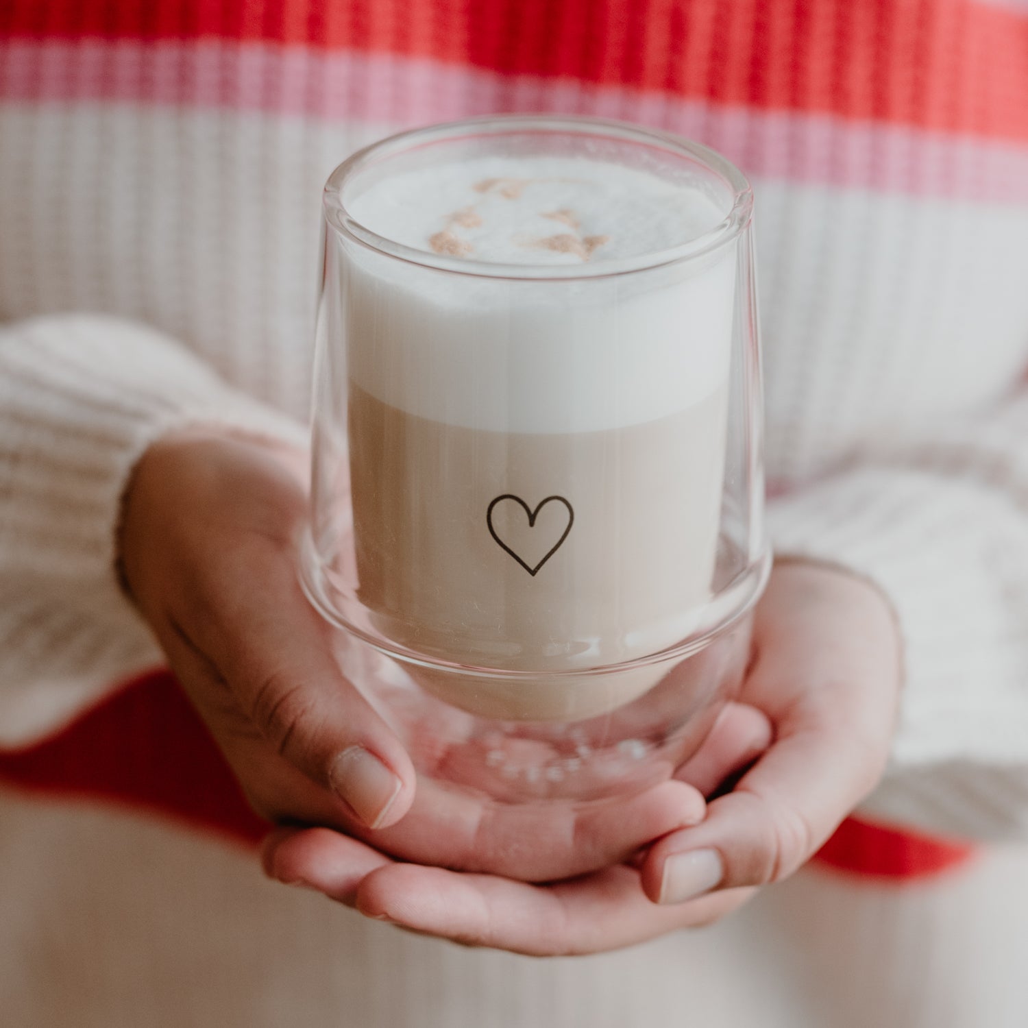 Bicchiere latte macchiato a doppia parete cuore 340ml nero - Eulenschnitt