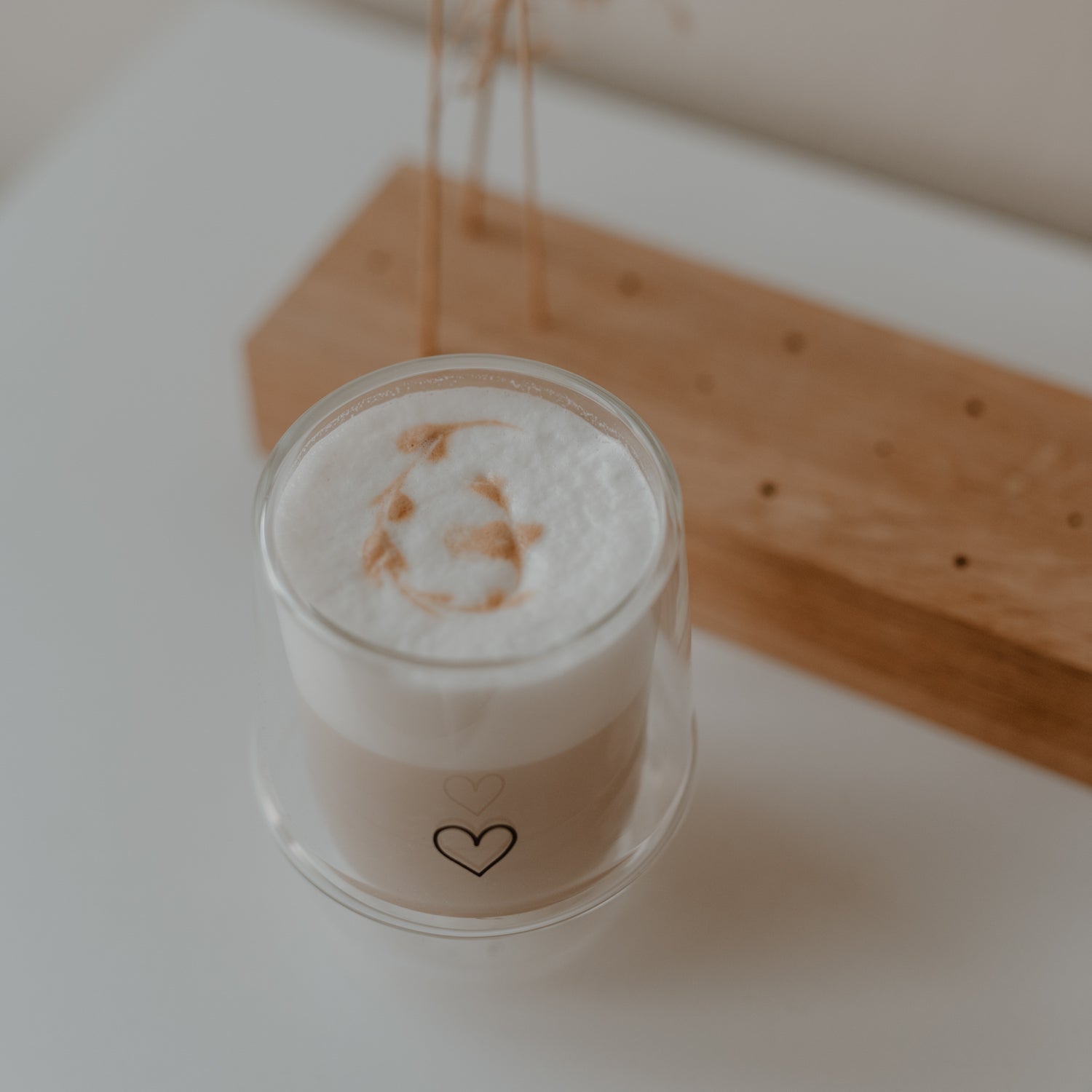 Bicchiere latte macchiato a doppia parete cuore 340ml nero - Eulenschnitt