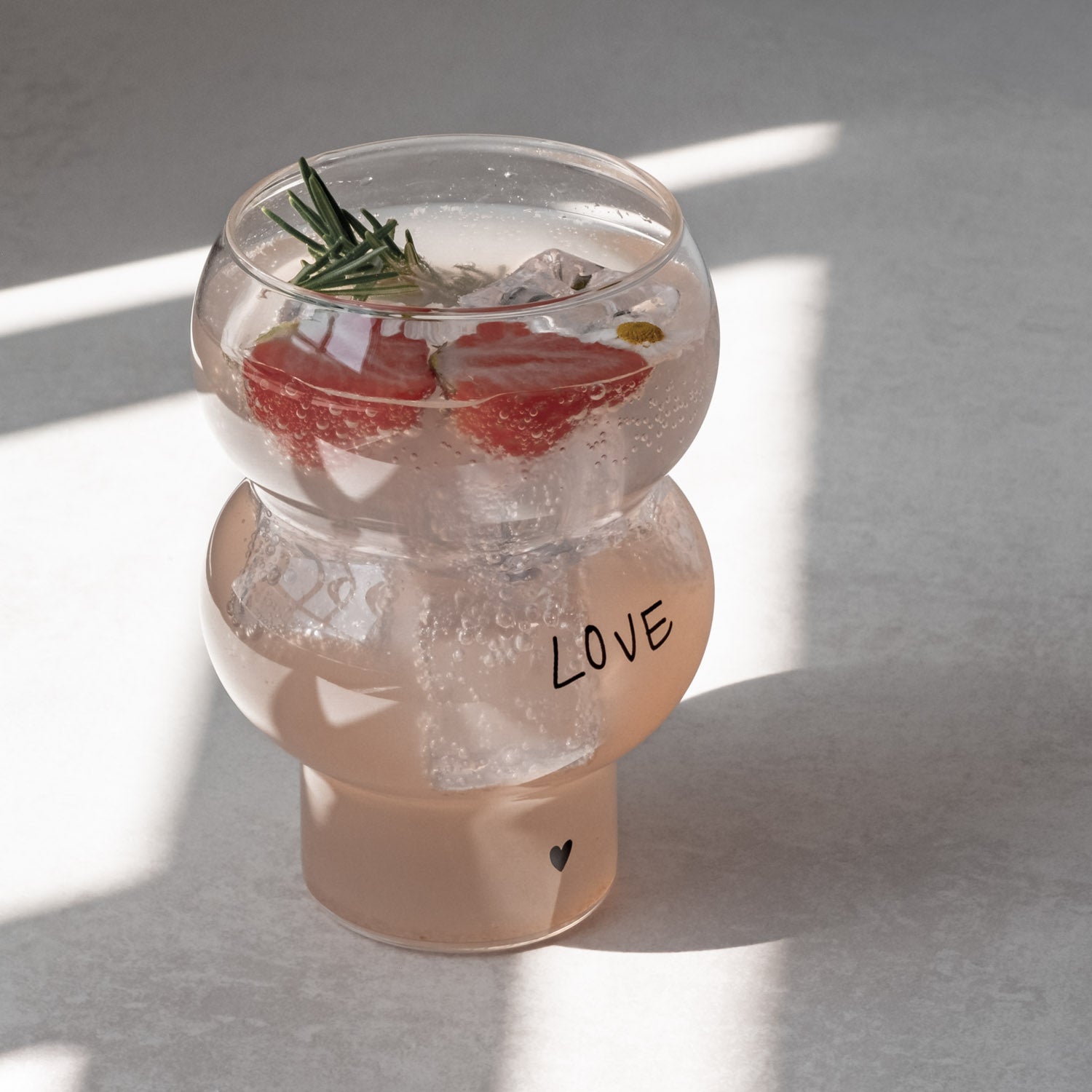 Double Bubble Glas "Love" schwarz - Eulenschnitt