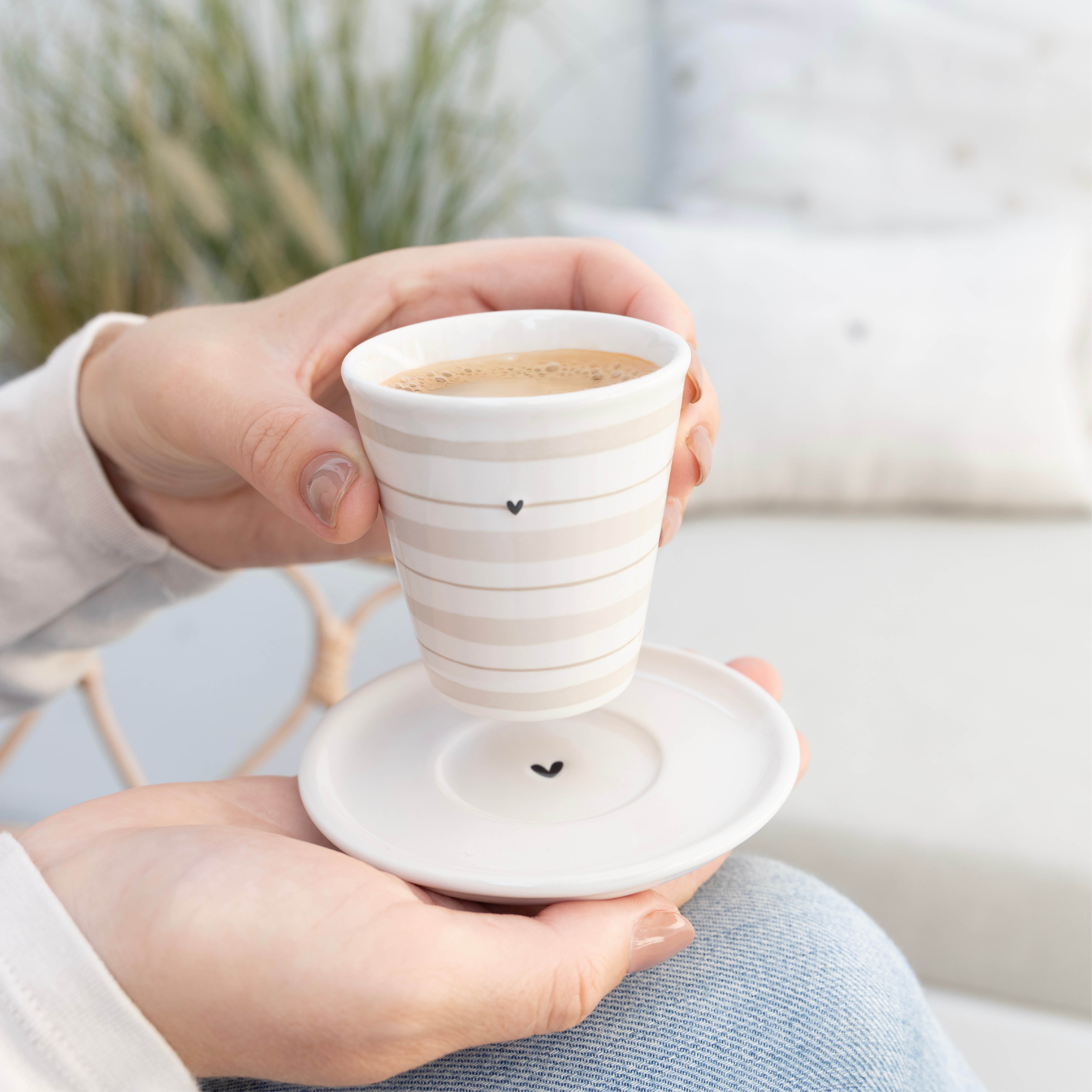 Espressobecher "stripes" natural - Bastion Collections