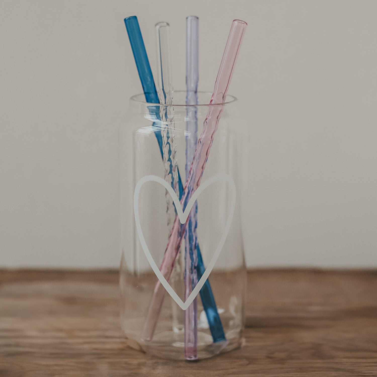 Glasstrohhalm gedreht 20cm rosa 4er Set - Eulenschnitt