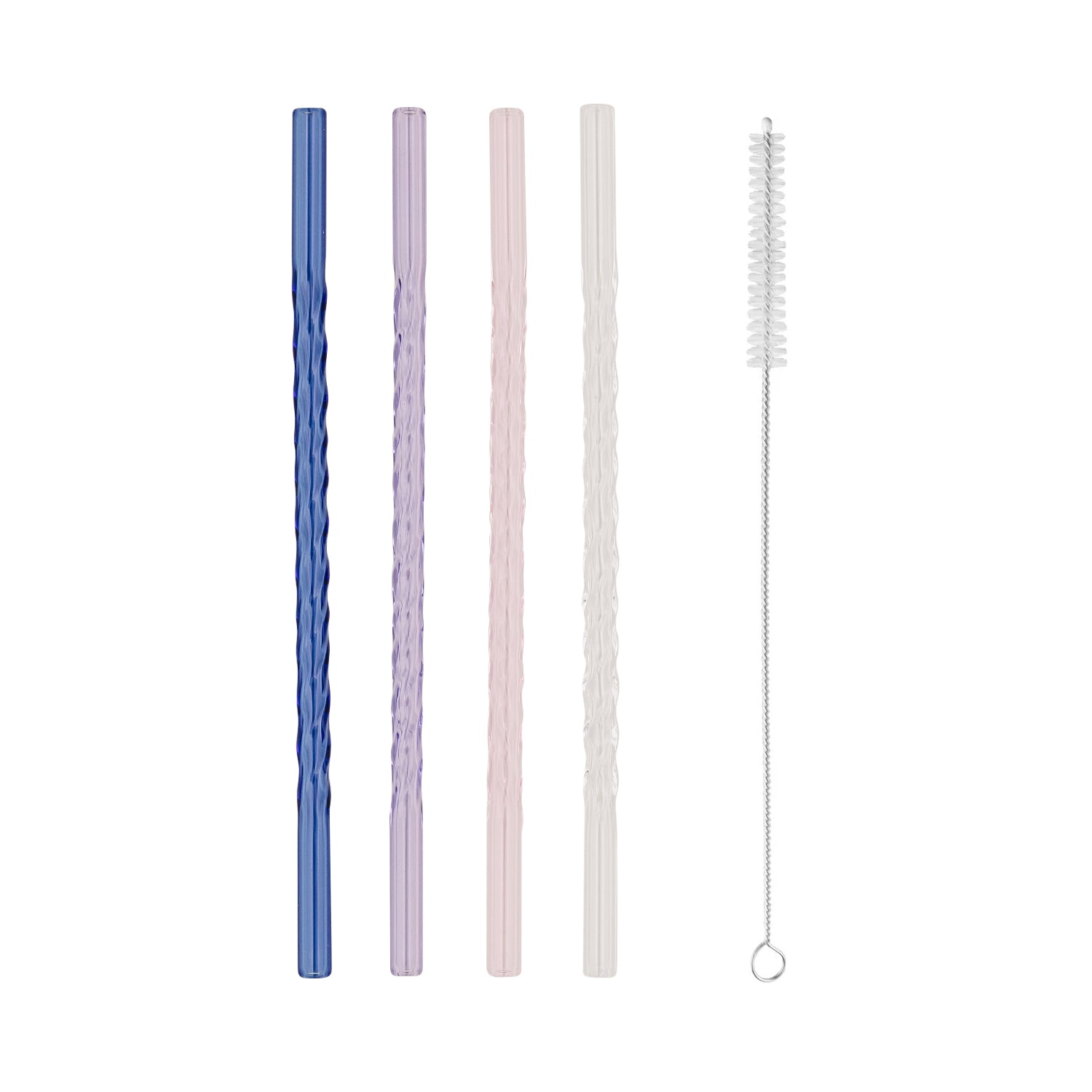 Glasstrohhalm gedreht 20cm rosa 4er Set - Eulenschnitt