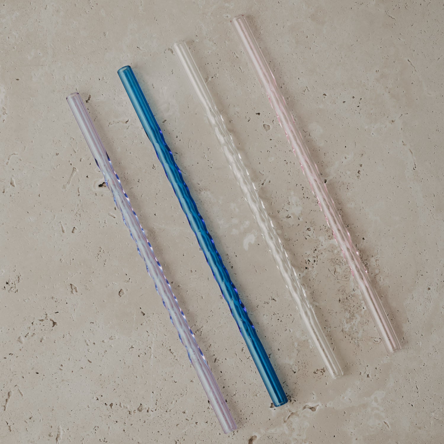 Glasstrohhalm gedreht 20cm rosa 4er Set - Eulenschnitt