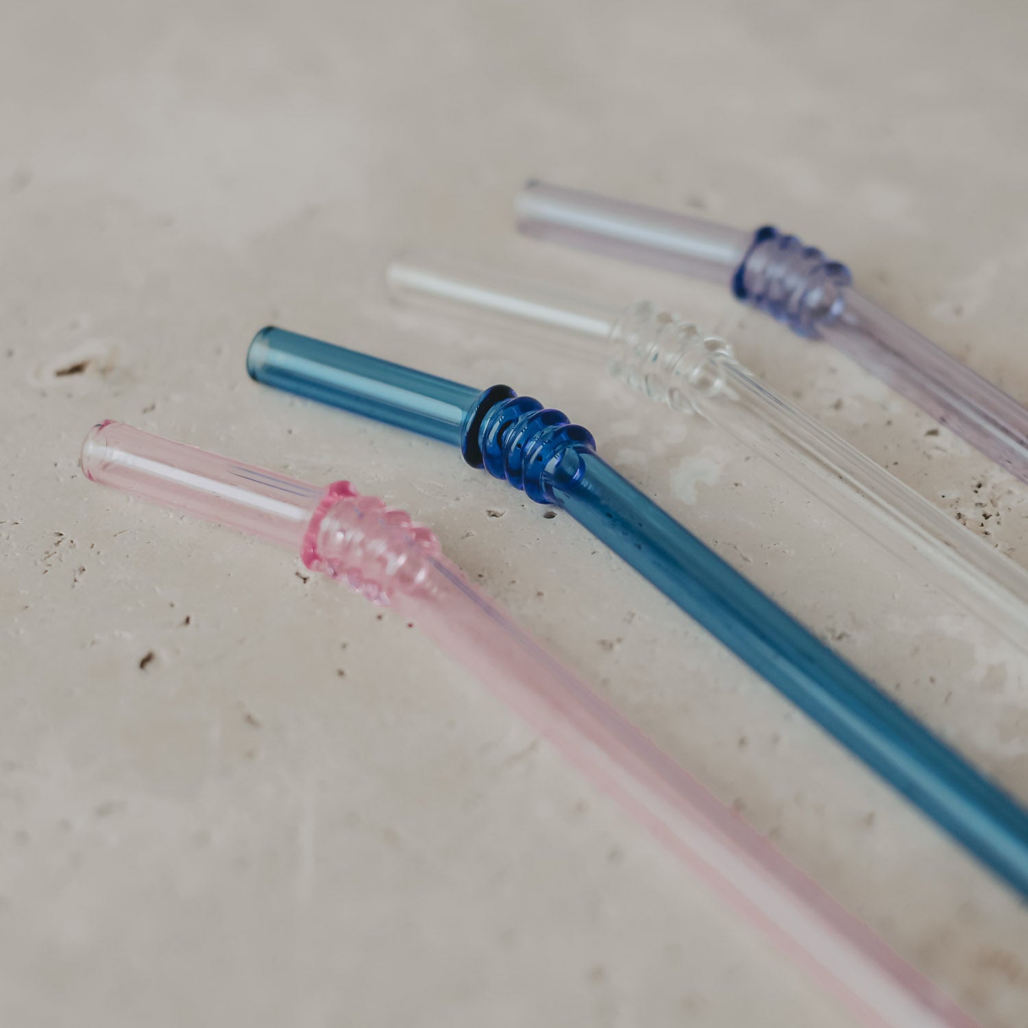 Glasstrohhalm geknickt 20cm rosa 4er Set - Eulenschnitt