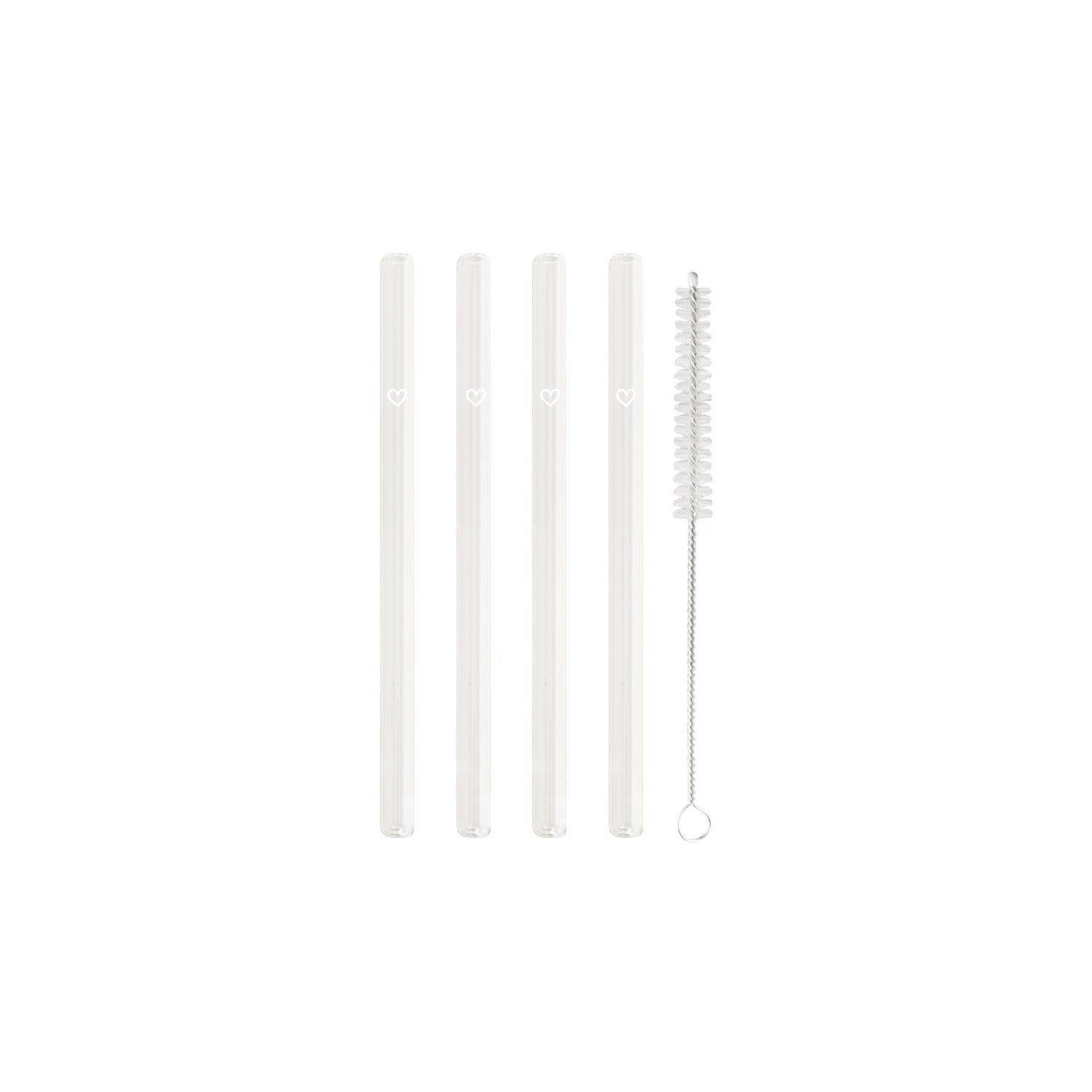 Glasstrohhalm Herz 13cm weiss 4er Set - Eulenschnitt