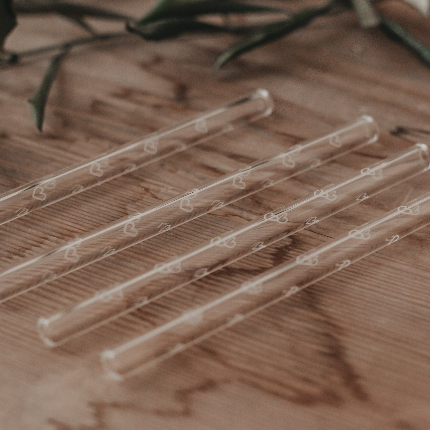 Glasstrohhalm Herzen 13cm weiss 4er Set - Eulenschnitt