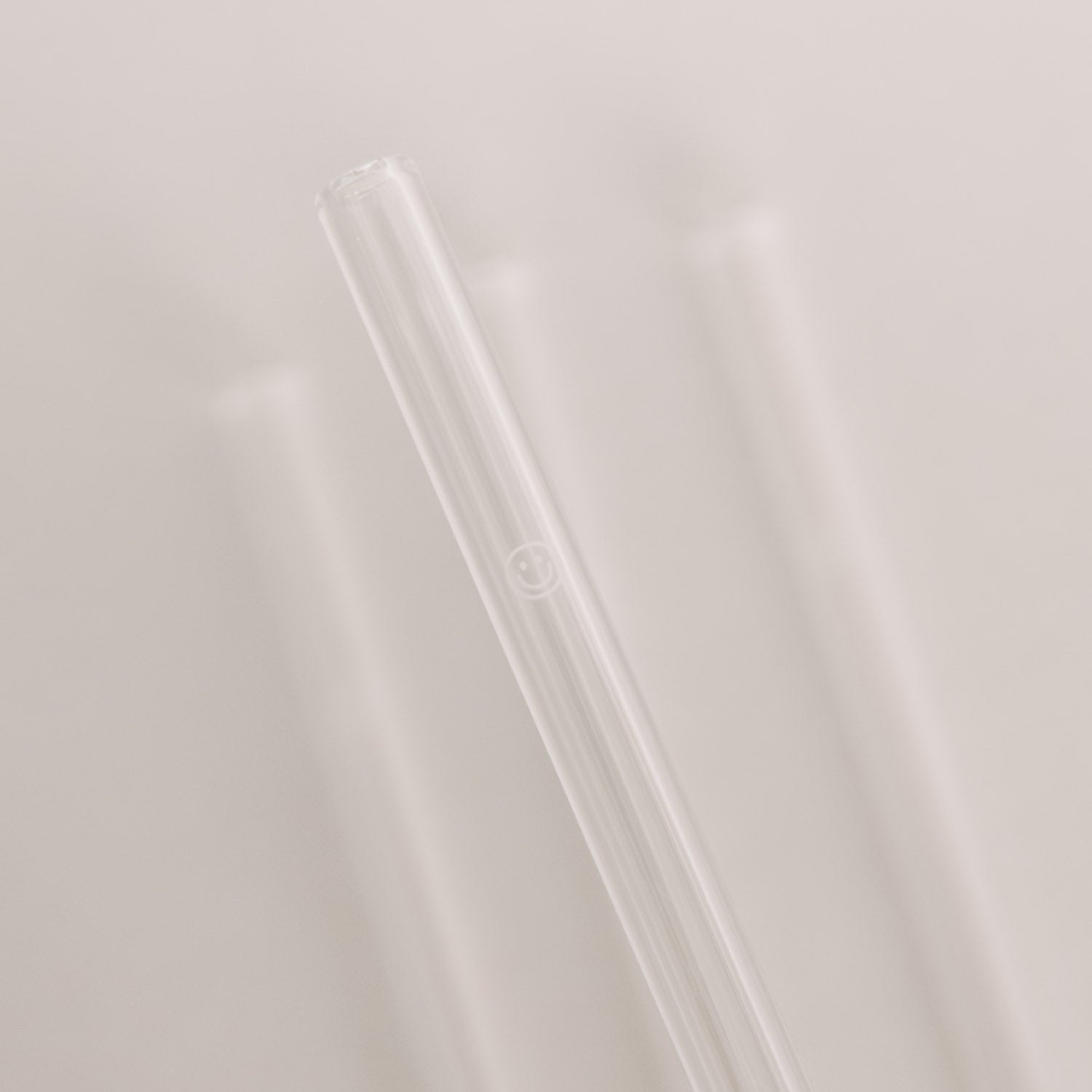 Glasstrohhalm Smiley 13cm weiss 4er Set - Eulenschnitt
