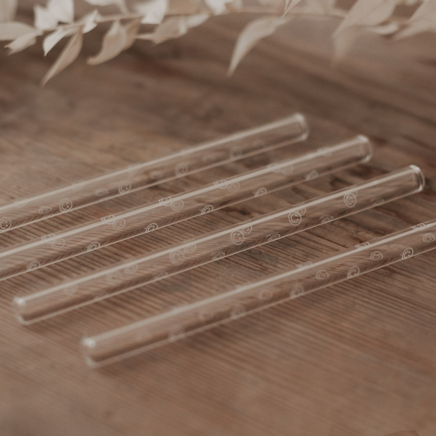 Glasstrohhalm Smileys 13cm weiss 4er Set - Eulenschnitt