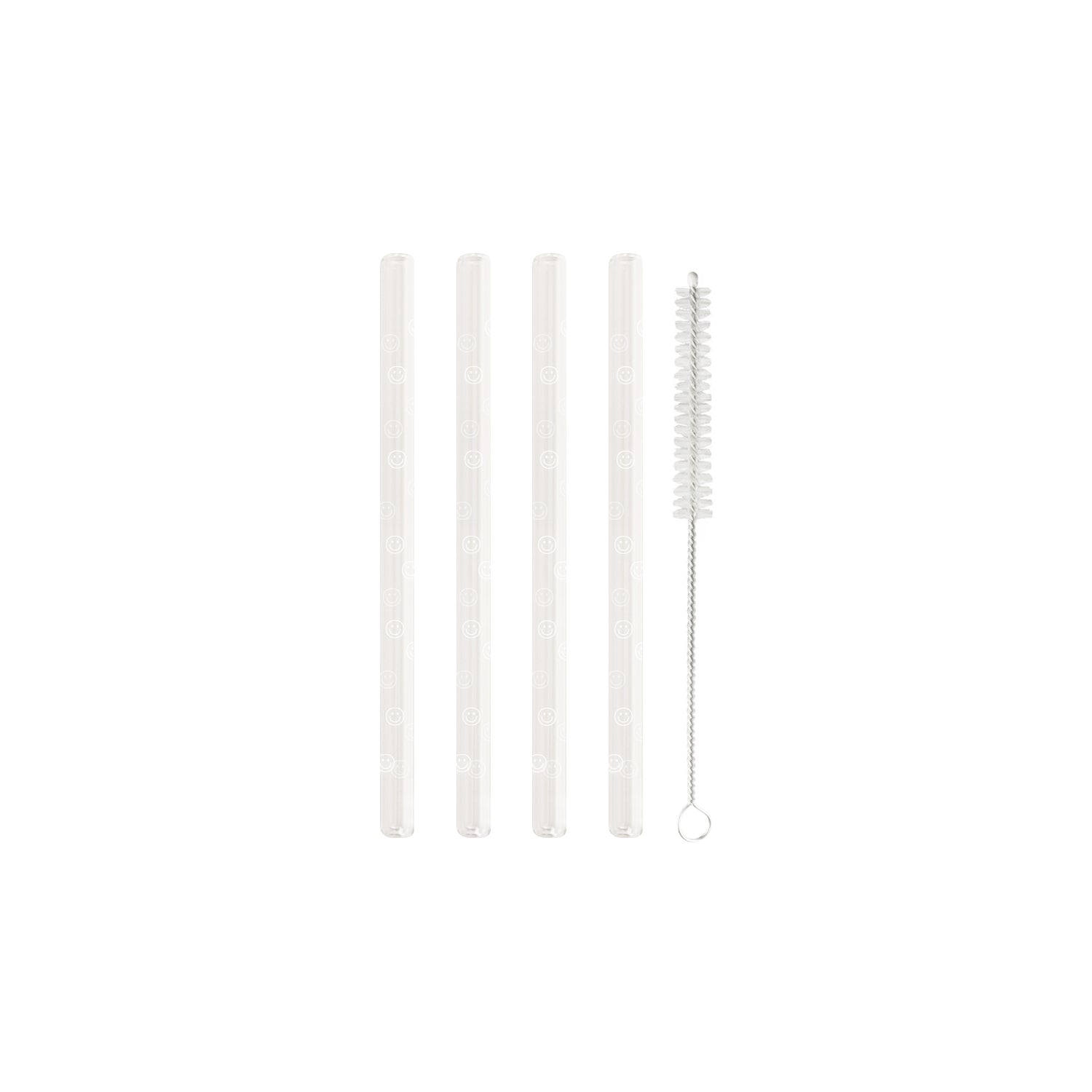 Glasstrohhalm Smileys 13cm weiss 4er Set - Eulenschnitt