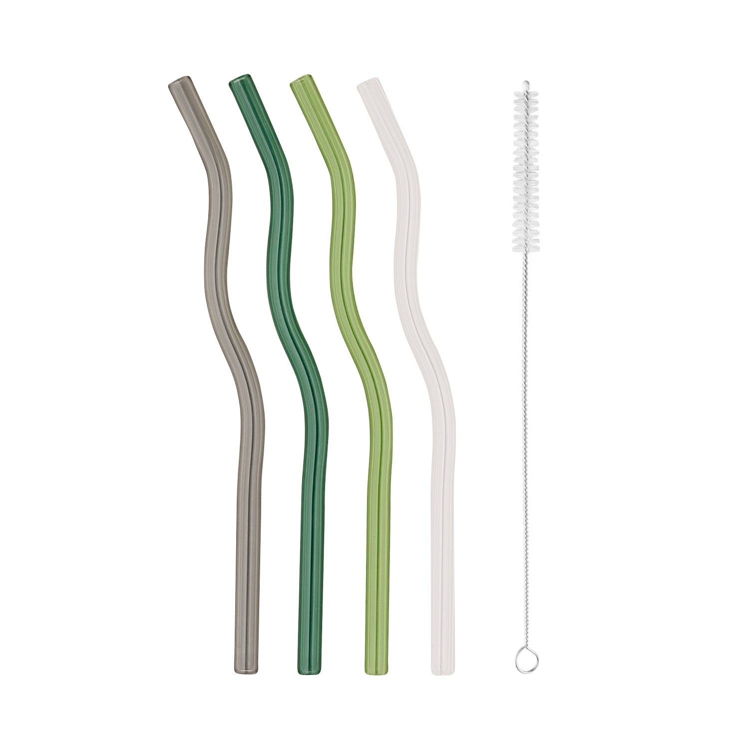 Glasstrohhalm wellig 20cm grün 4er Set - Eulenschnitt