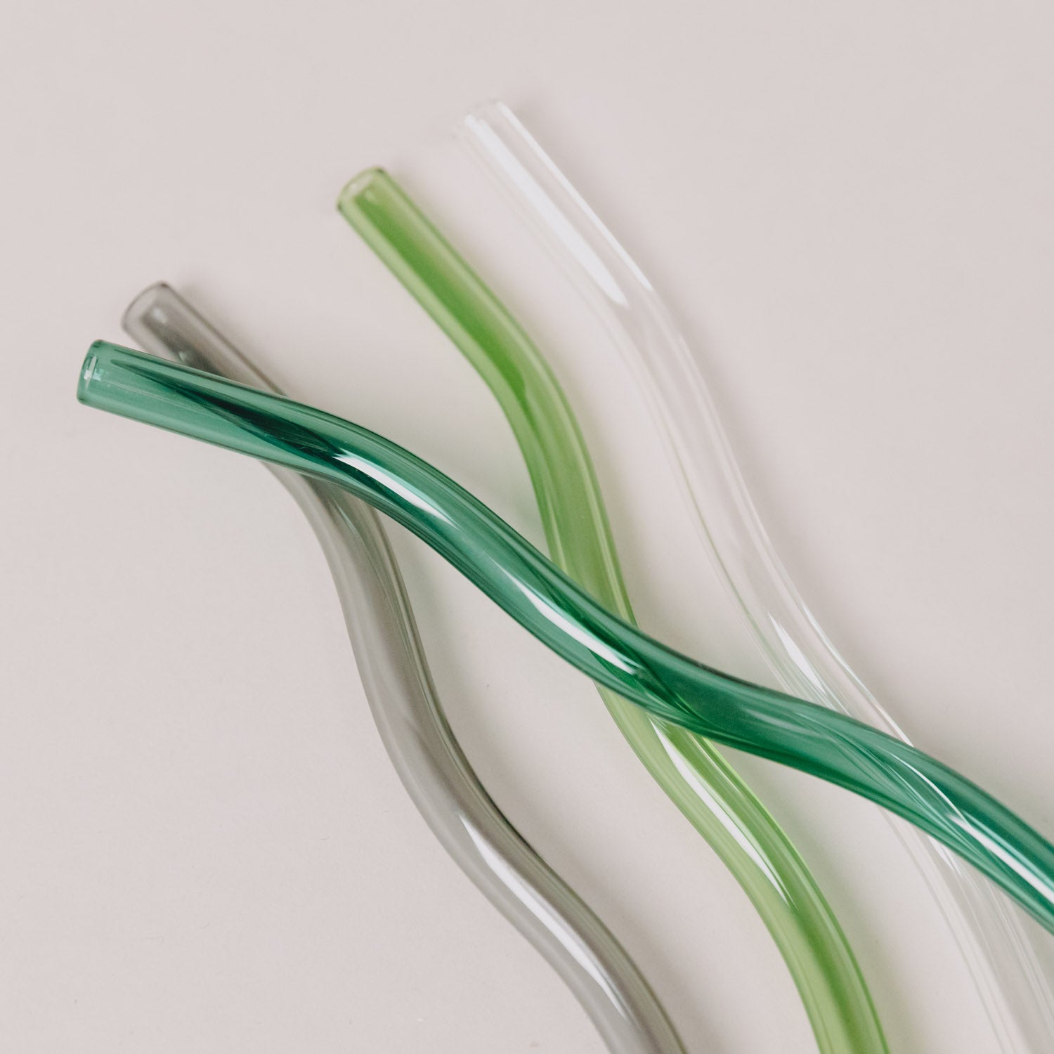 Paille en verre ondulée 20cm vert set de 4 - Eulenschnitt
