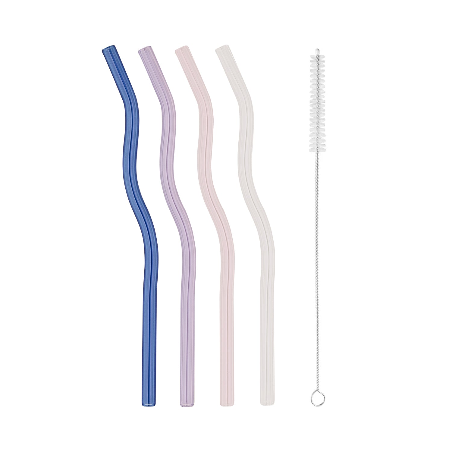 Glasstrohhalm wellig 20cm rosa 4er Set - Eulenschnitt