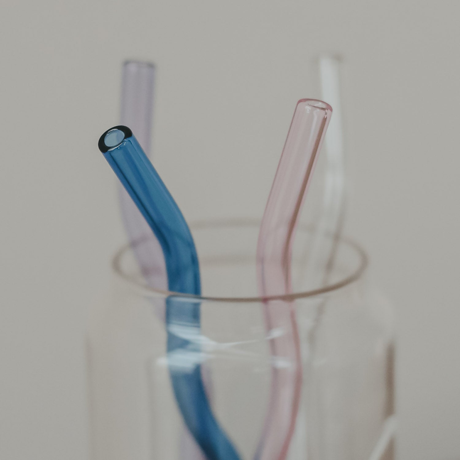 Glasstrohhalm wellig 20cm rosa 4er Set - Eulenschnitt