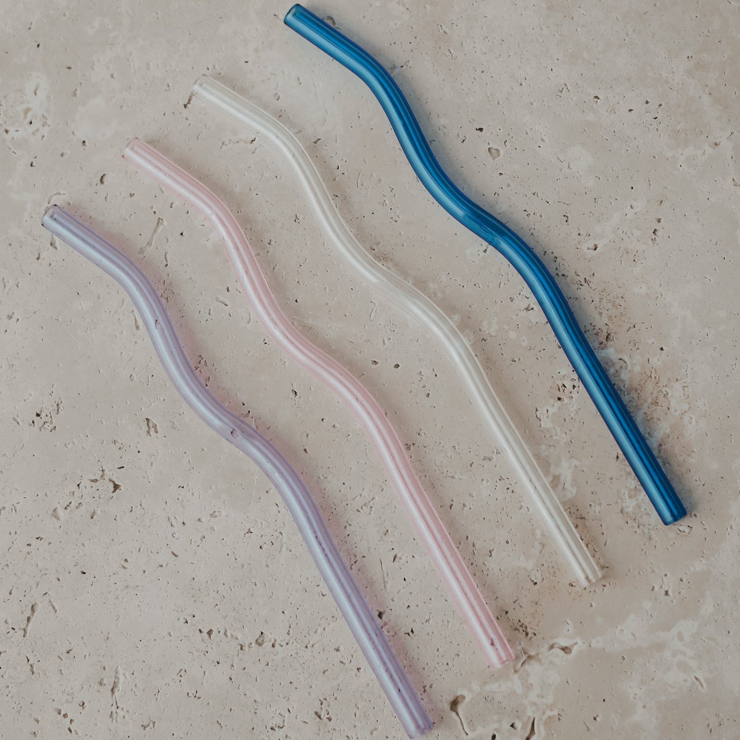 Glasstrohhalm wellig 20cm rosa 4er Set - Eulenschnitt