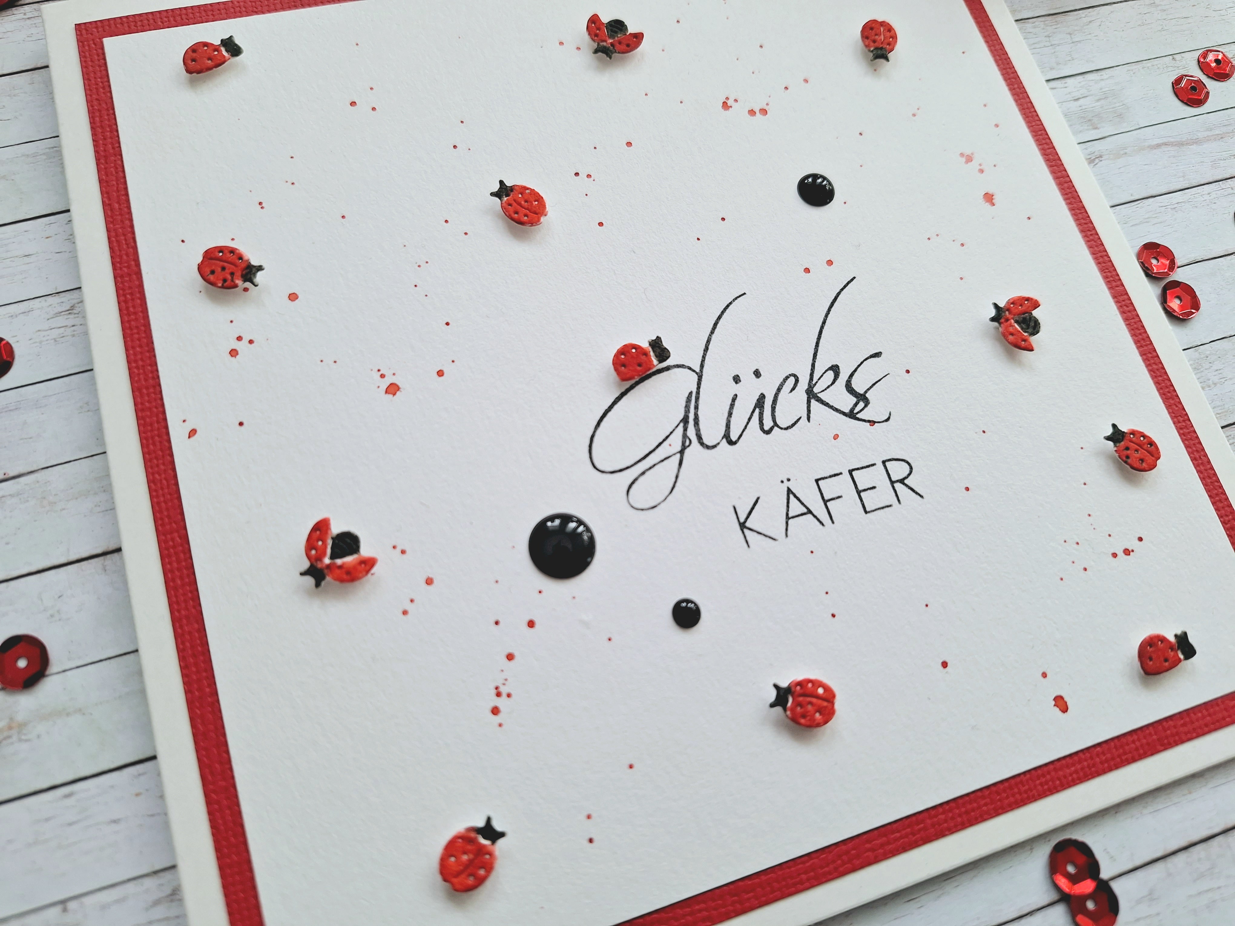 Grusskarte "Glückskäfer" – handgemacht
